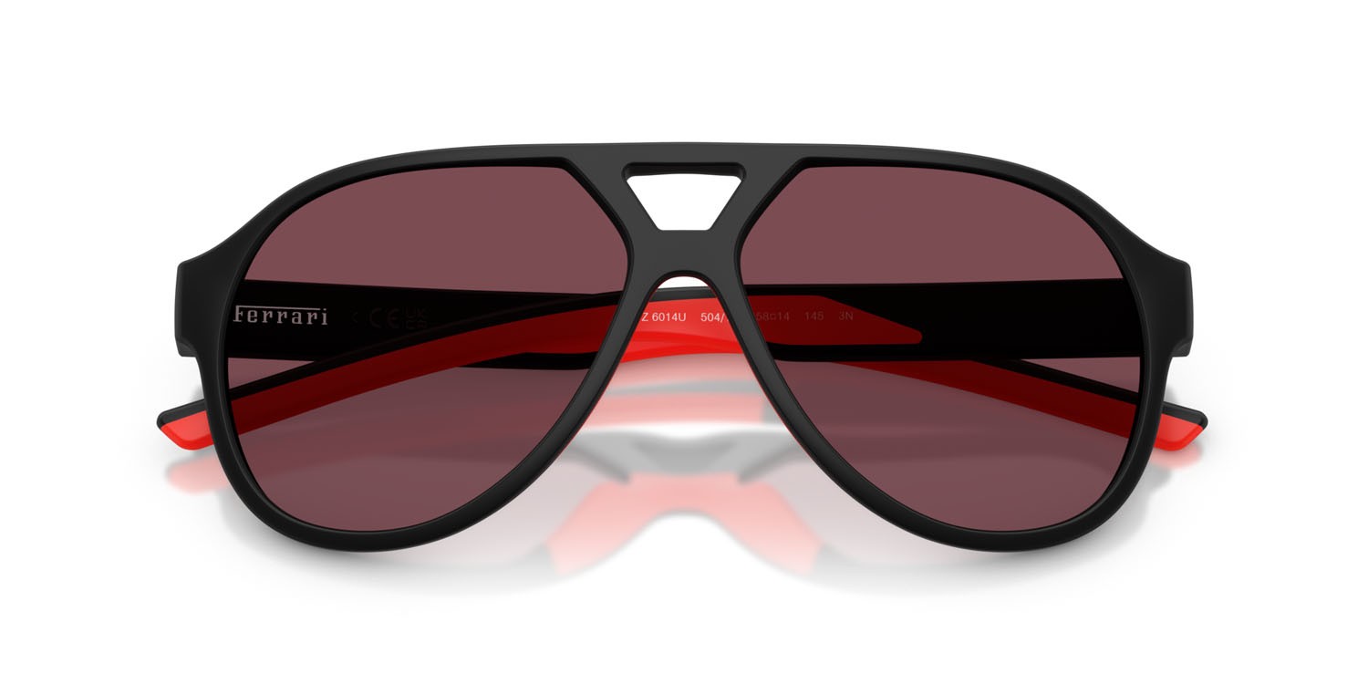 Occhiali da sole Ferrari Scuderia FZ 6014U (504/1E) colore nero opaco forma aviator lenti rosso ferrari esclusivo