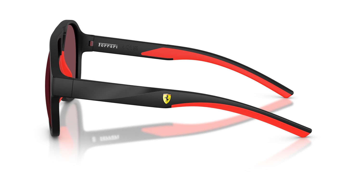Occhiali da sole Ferrari Scuderia FZ 6014U (504/1E) colore nero opaco forma aviator lenti rosso ferrari esclusivo