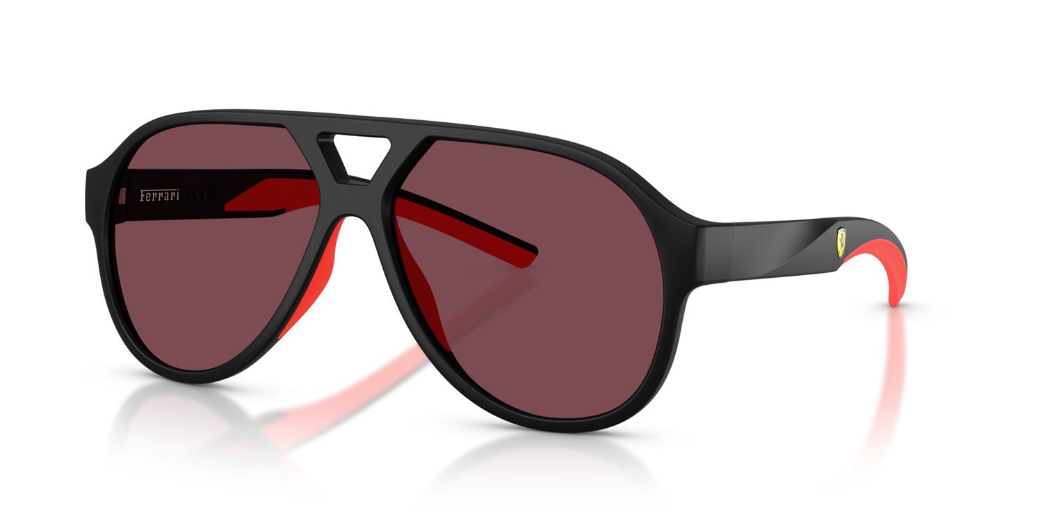 Occhiali da sole Ferrari Scuderia FZ 6014U (504/1E) colore nero opaco forma aviator lenti rosso ferrari esclusivo