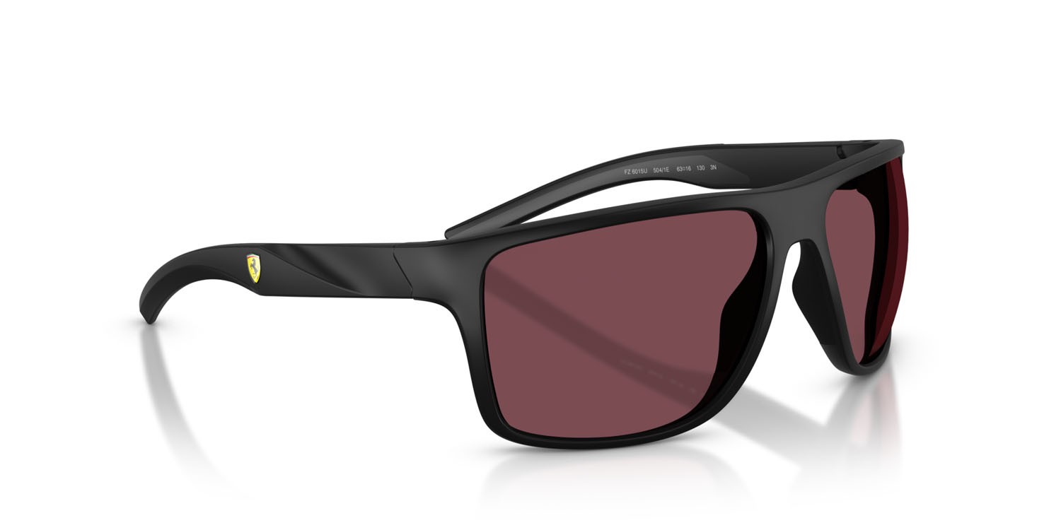 Occhiali da sole Ferrari Scuderia FZ 6015U (504/1E) colore nero opaco forma quadrato lenti rosso ferrari esclusivo