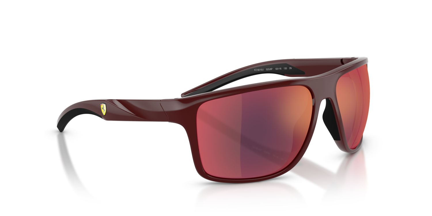 Occhiali da sole Ferrari Scuderia FZ 6015U (525/6P) colore rosso bordeaux forma quadrato lenti nero rosso a specchio