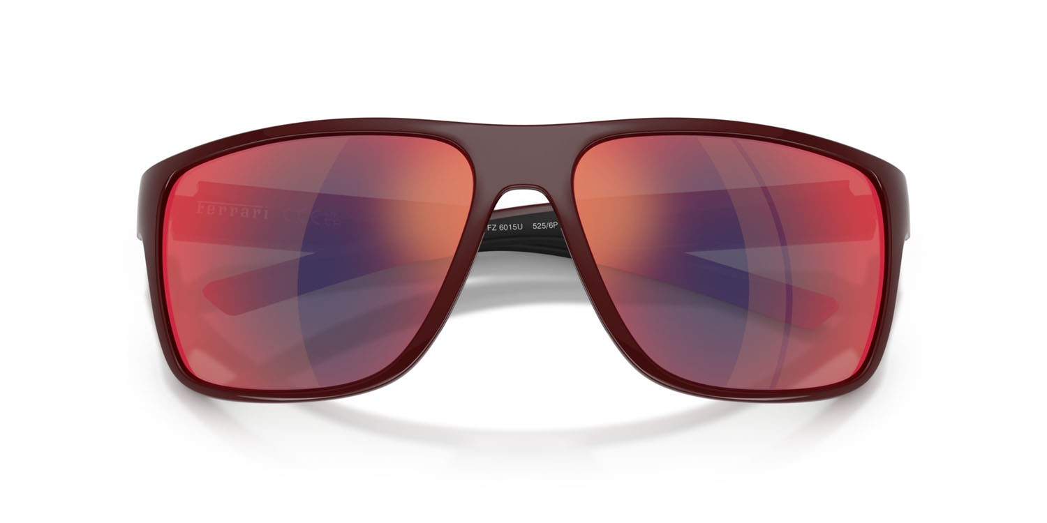 Occhiali da sole Ferrari Scuderia FZ 6015U (525/6P) colore rosso bordeaux forma quadrato lenti nero rosso a specchio