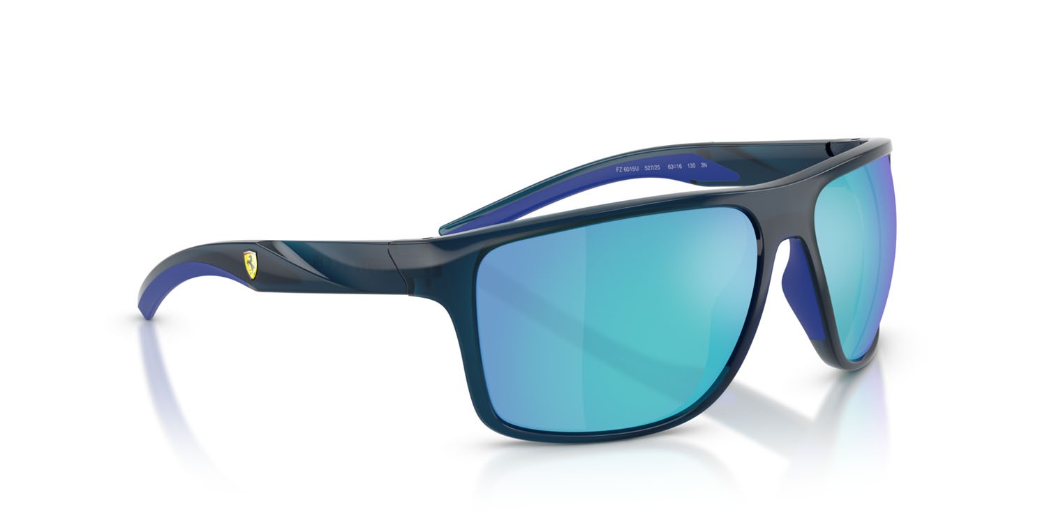 Occhiali da sole Ferrari Scuderia FZ 6015U (527/25) colore blu opale forma quadrato lenti blu specchiato