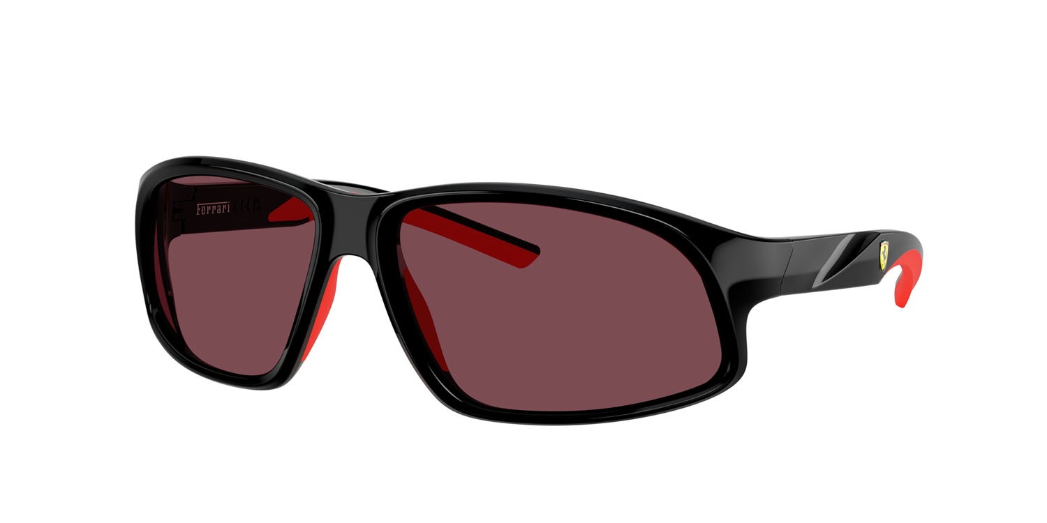 Occhiali da sole Ferrari Scuderia FZ 6016U (501/1E) colore nero forma irregolare lenti rosso ferrari esclusivo