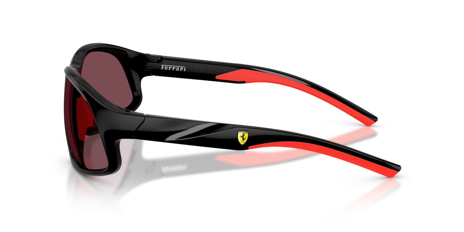 Occhiali da sole Ferrari Scuderia FZ 6016U (501/1E) colore nero forma irregolare lenti rosso ferrari esclusivo