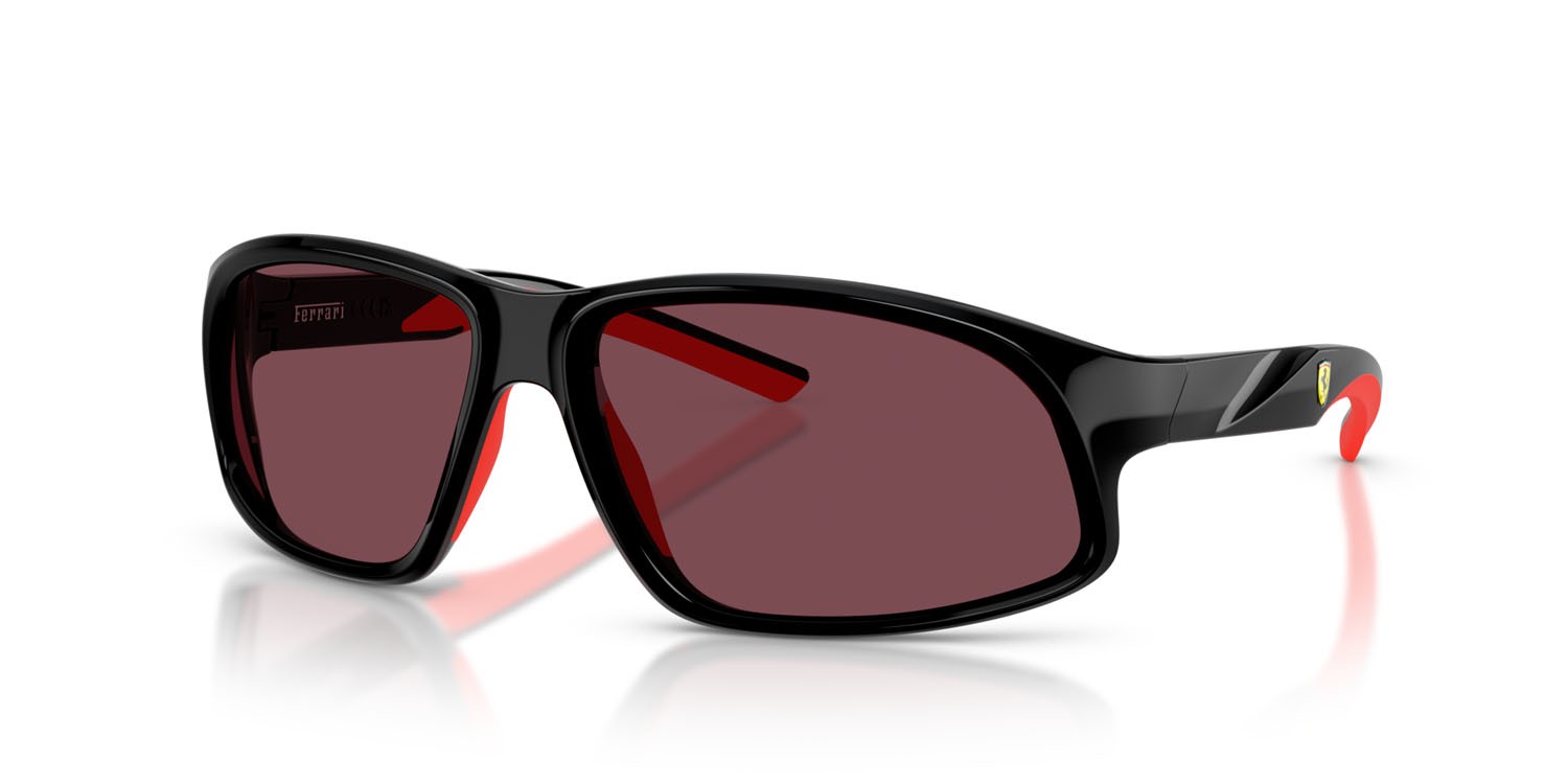 Occhiali da sole Ferrari Scuderia FZ 6016U (501/1E) colore nero forma irregolare lenti rosso ferrari esclusivo