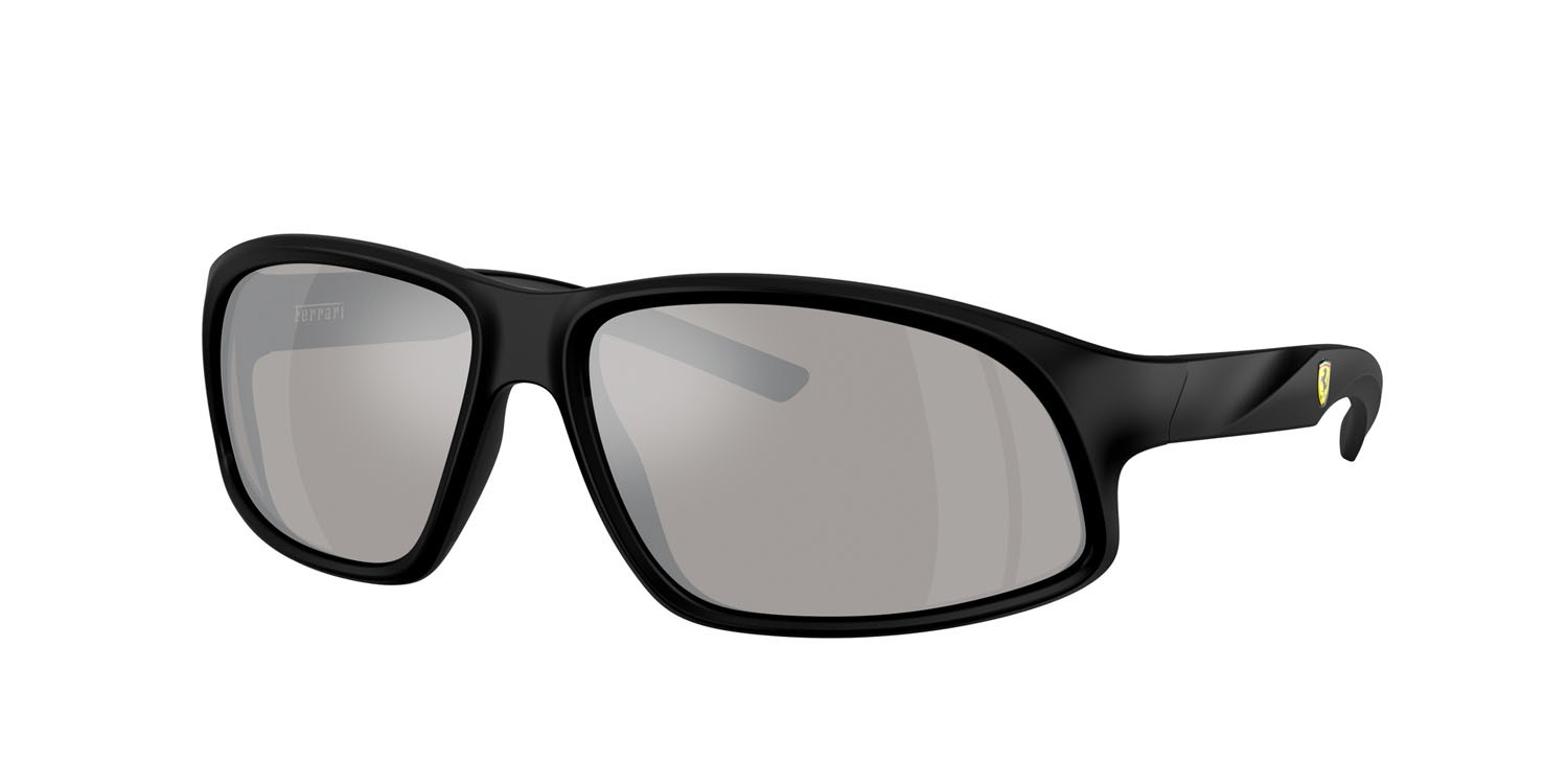 Occhiali da sole Ferrari Scuderia FZ 6016U (504/6G) colore nero opaco forma irregolare lenti specchiata grigia