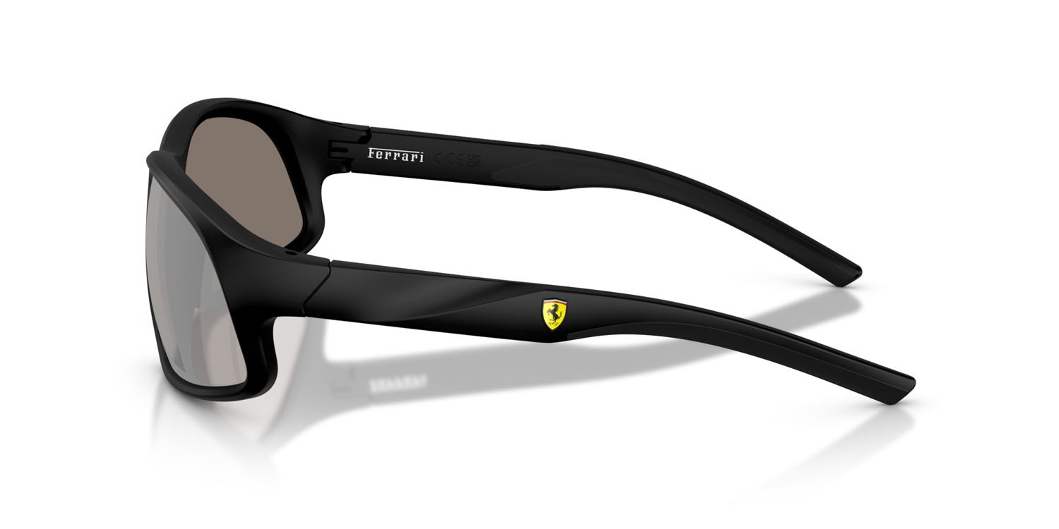 Occhiali da sole Ferrari Scuderia FZ 6016U (504/6G) colore nero opaco forma irregolare lenti specchiata grigia