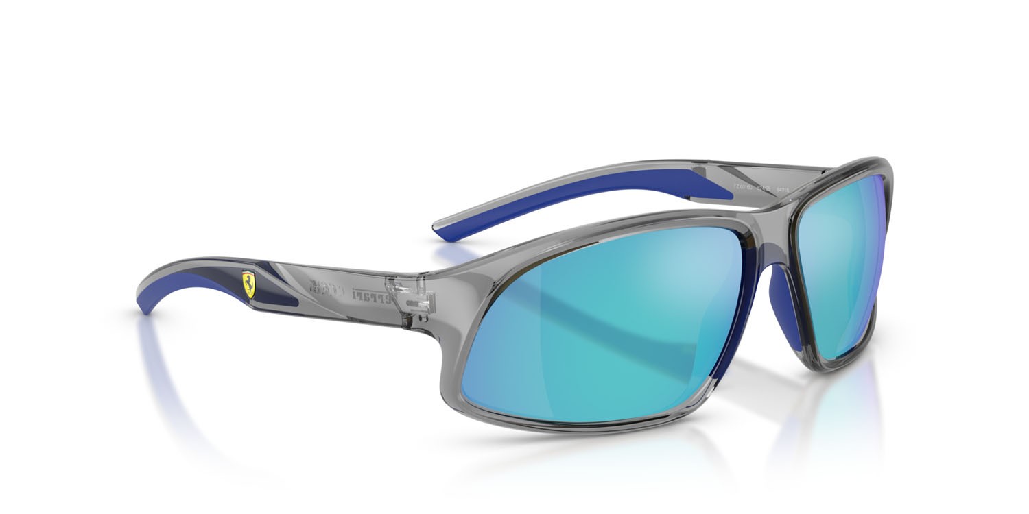 Occhiali da sole Ferrari Scuderia FZ 6016U (524/25) colore grigio opale forma irregolare lenti blu specchiato
