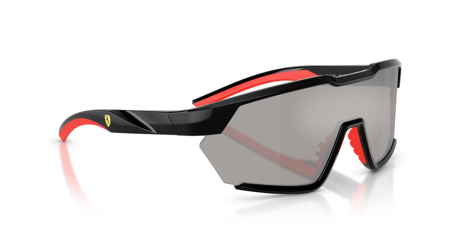 Occhiali da sole Ferrari Scuderia FZ 6018U (501/6G) colore nero forma irregolare lenti specchiata grigia