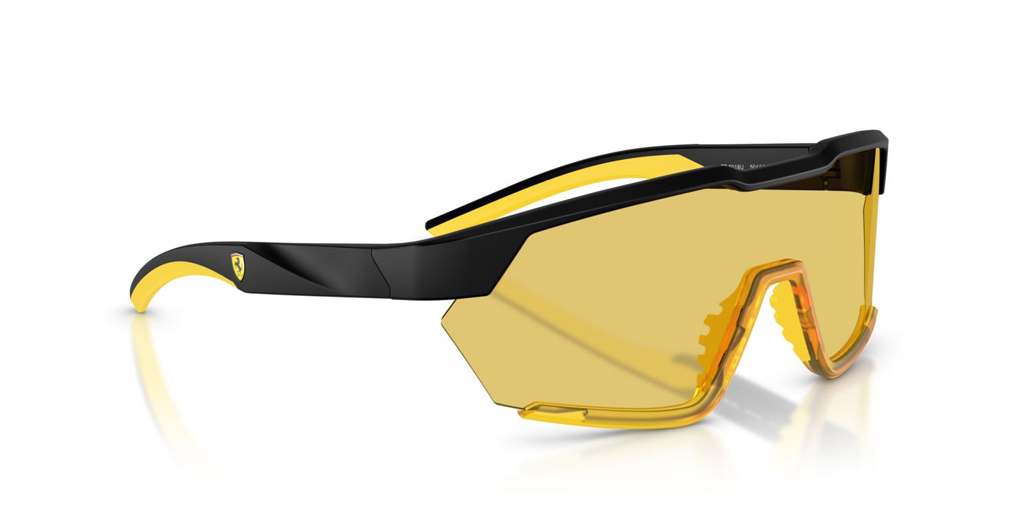 Occhiali da sole Ferrari Scuderia FZ 6018U (504/V9) colore nero opaco/giallo forma irregolare lenti giallo