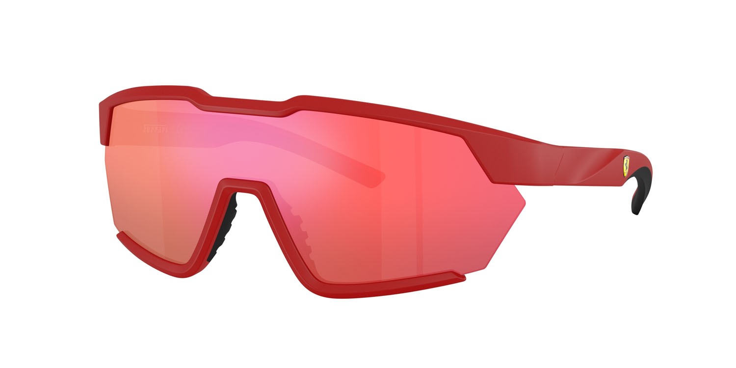 Occhiali da sole Ferrari Scuderia FZ 6018U (514/6Q) colore rosso opaco forma irregolare lenti oro a specchio