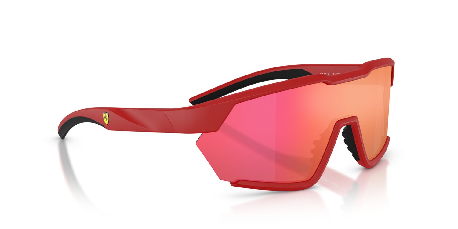 Occhiali da sole Ferrari Scuderia FZ 6018U (514/6Q) colore rosso opaco forma irregolare lenti oro a specchio