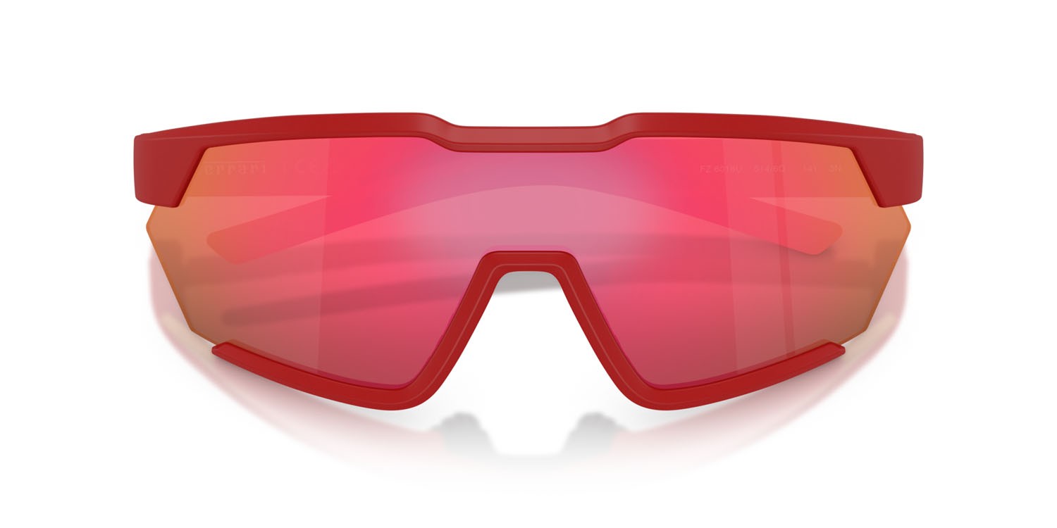 Occhiali da sole Ferrari Scuderia FZ 6018U (514/6Q) colore rosso opaco forma irregolare lenti oro a specchio