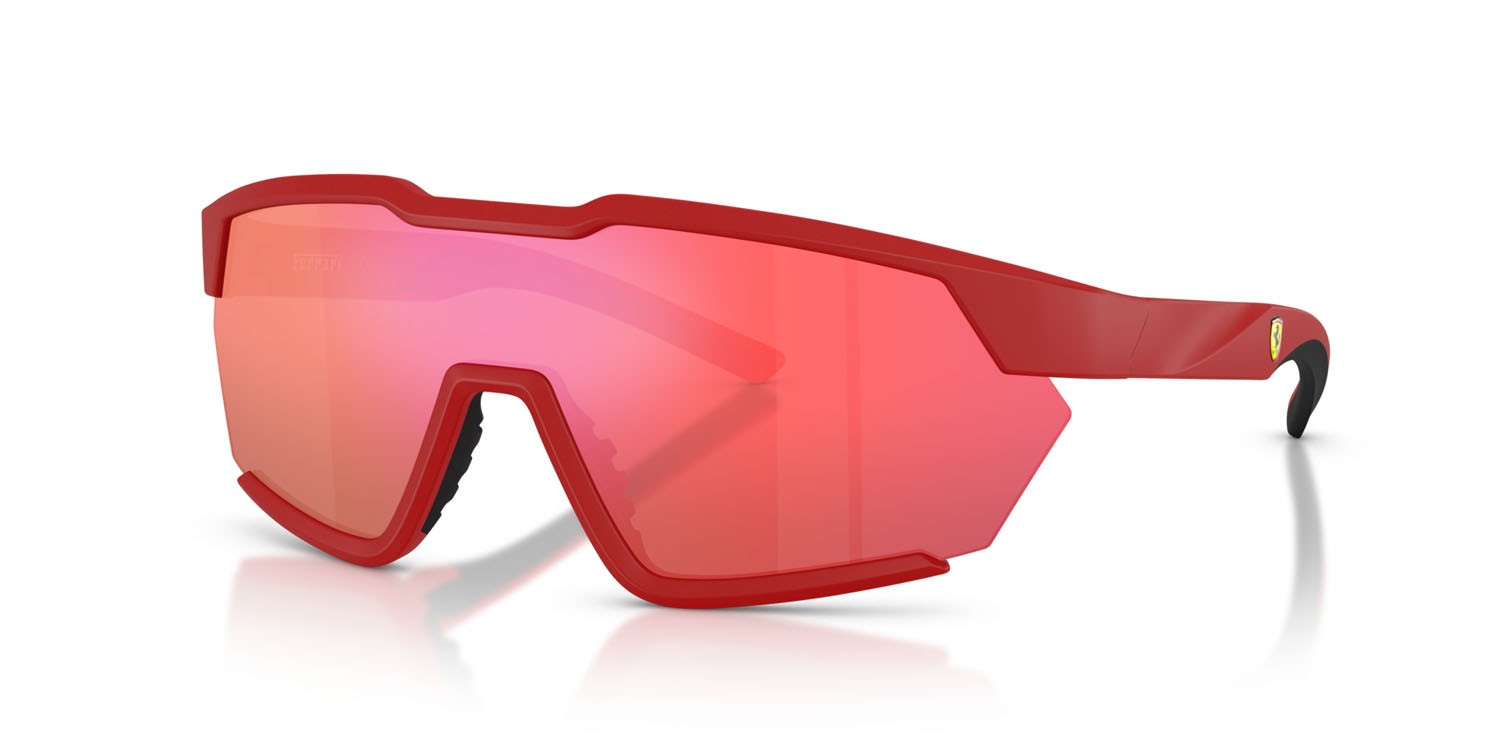 Occhiali da sole Ferrari Scuderia FZ 6018U (514/6Q) colore rosso opaco forma irregolare lenti oro a specchio