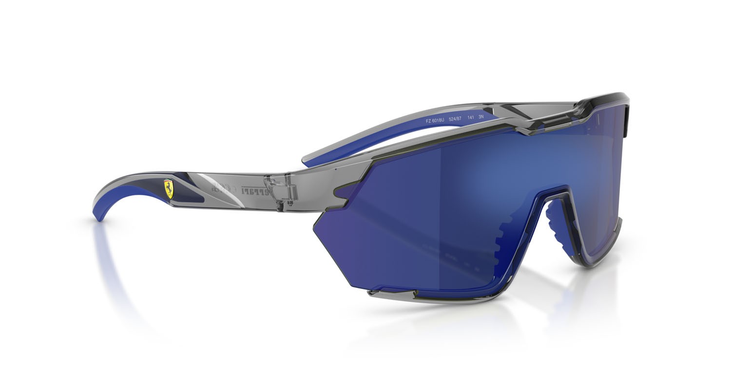 Occhiali da sole Ferrari Scuderia FZ 6018U (524/87) colore grigio opale forma irregolare lenti blu specchiato