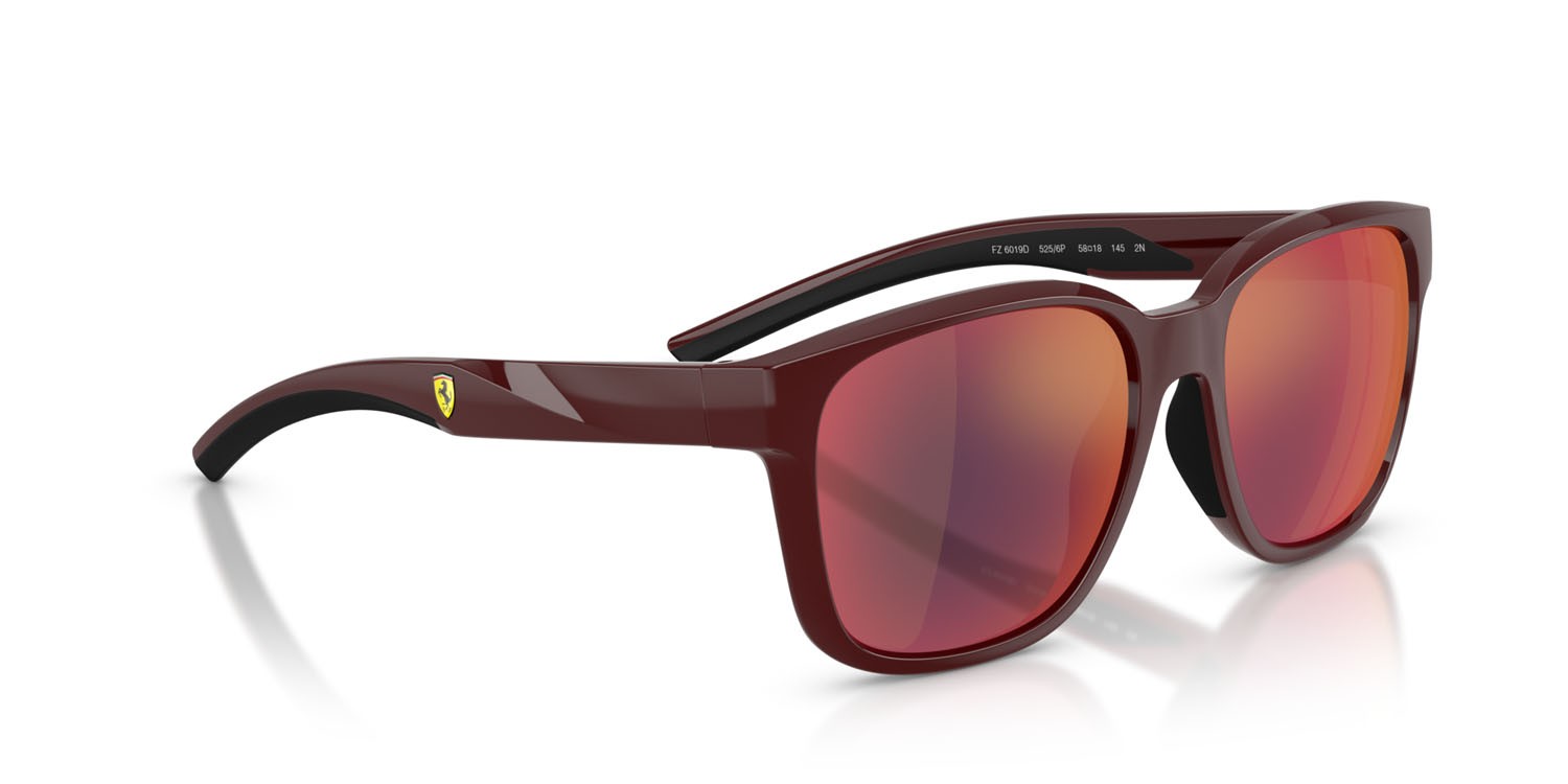 Occhiali da sole Ferrari Scuderia FZ 6019D (525/6P) colore rosso bordeaux forma quadrato lenti nero rosso a specchio