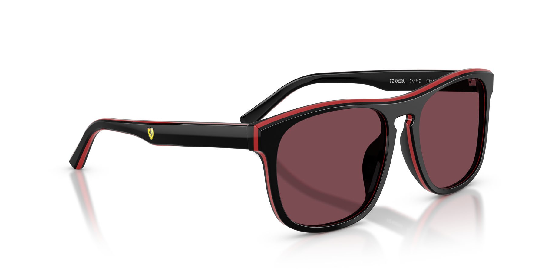 Occhiali da sole Ferrari Scuderia FZ 6020U (741/1E) colore nero brillante/rosso/nero forma quadrato lenti rosso ferrari esclusivo