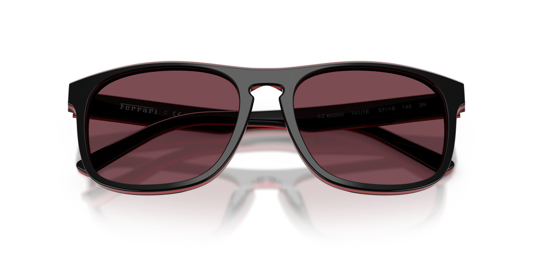 Occhiali da sole Ferrari Scuderia FZ 6020U (741/1E) colore nero brillante/rosso/nero forma quadrato lenti rosso ferrari esclusivo