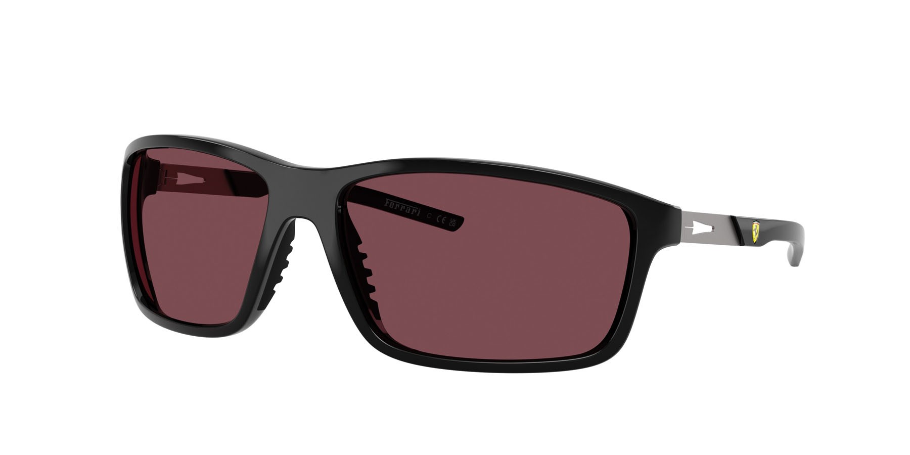Occhiali da sole Ferrari Scuderia FZ 6021U (501/1E) colore nero lucido forma quadrato lenti rosso ferrari esclusivo