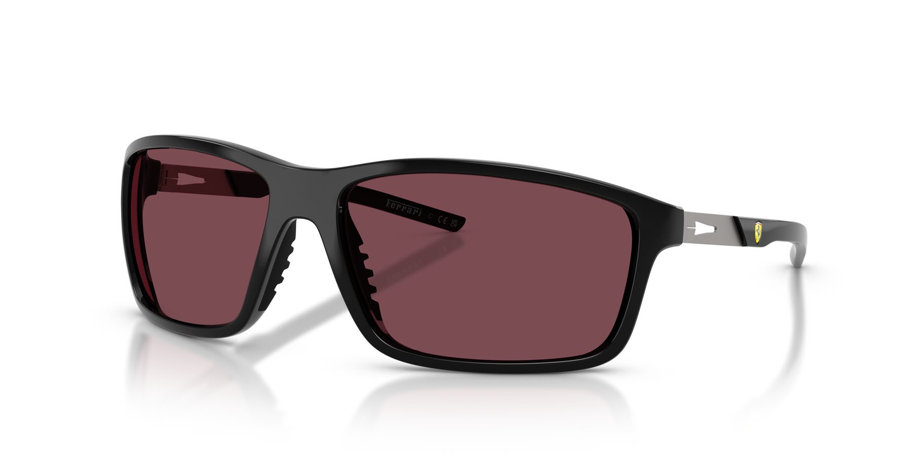 Occhiali da sole Ferrari Scuderia FZ 6021U (501/1E) colore nero lucido forma quadrato lenti rosso ferrari esclusivo