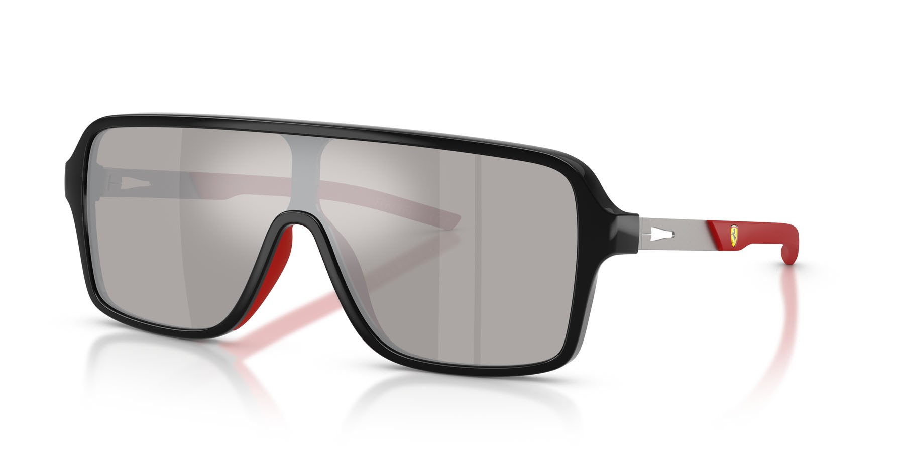 Occhiali da sole Ferrari Scuderia FZ 6022U (501/6G) colore nero lucido forma rettangolare lenti mirror light grey