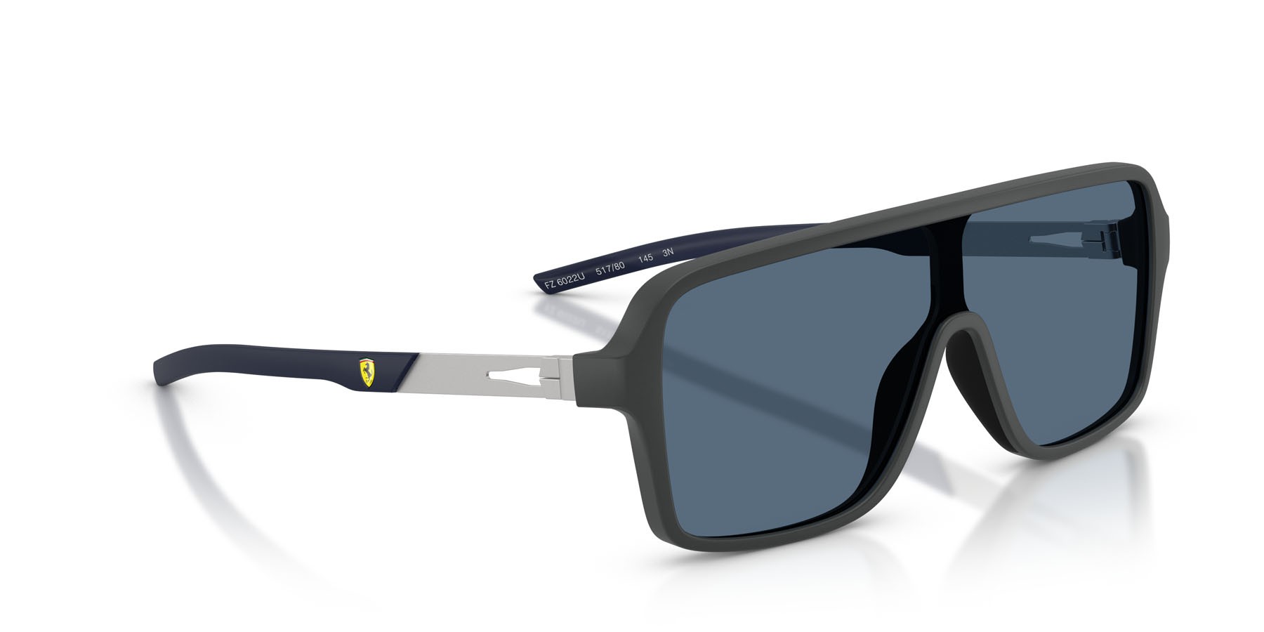 Occhiali da sole Ferrari Scuderia FZ 6022U (517/80) colore grigio scuro opaco forma rettangolare lenti blu scuro