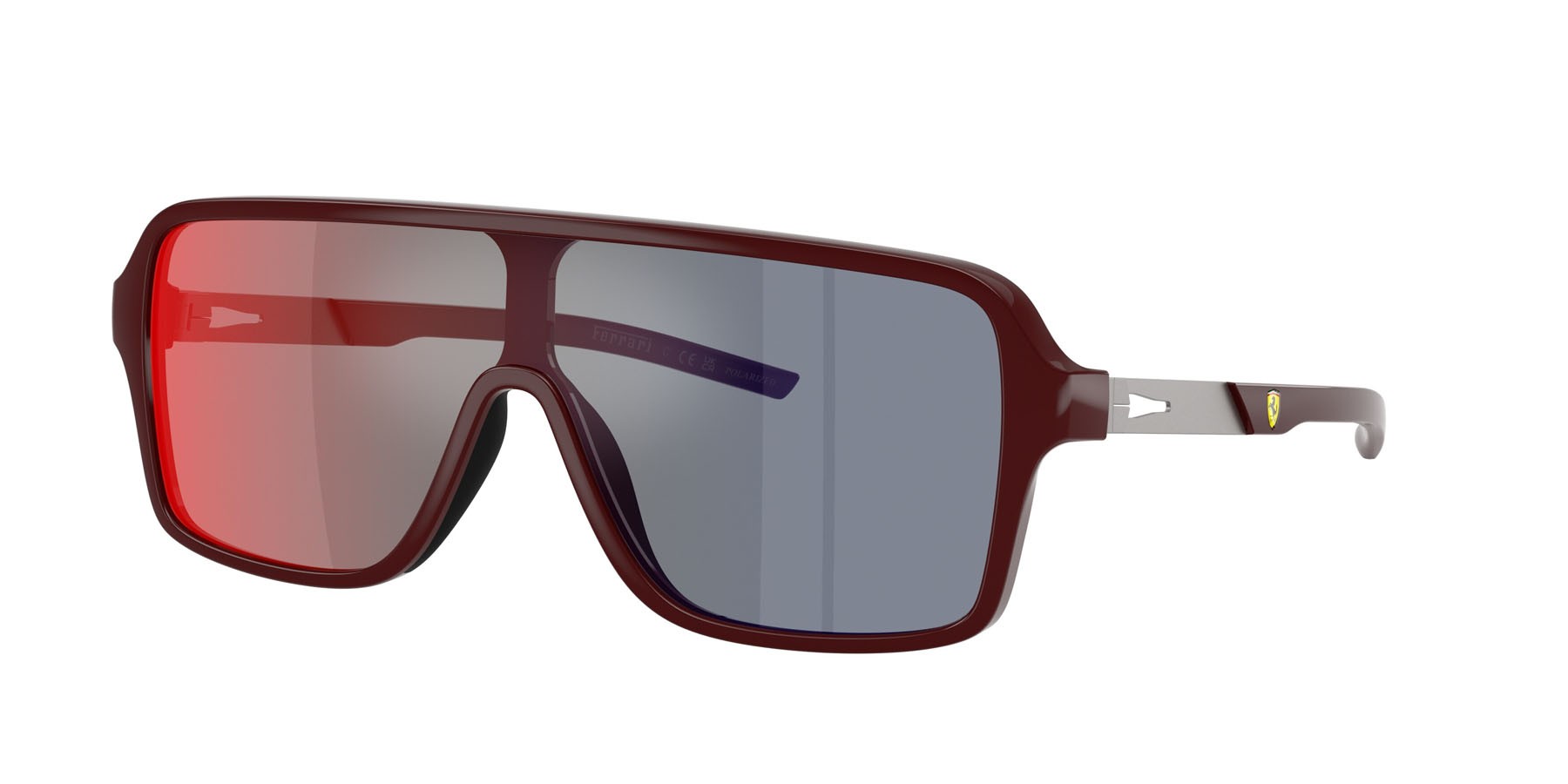 Occhiali da sole Ferrari Scuderia FZ 6022U (525/M5) colore rosso bordeaux lucido forma rettangolare lenti rosso specchiato grigio scuro/giallo