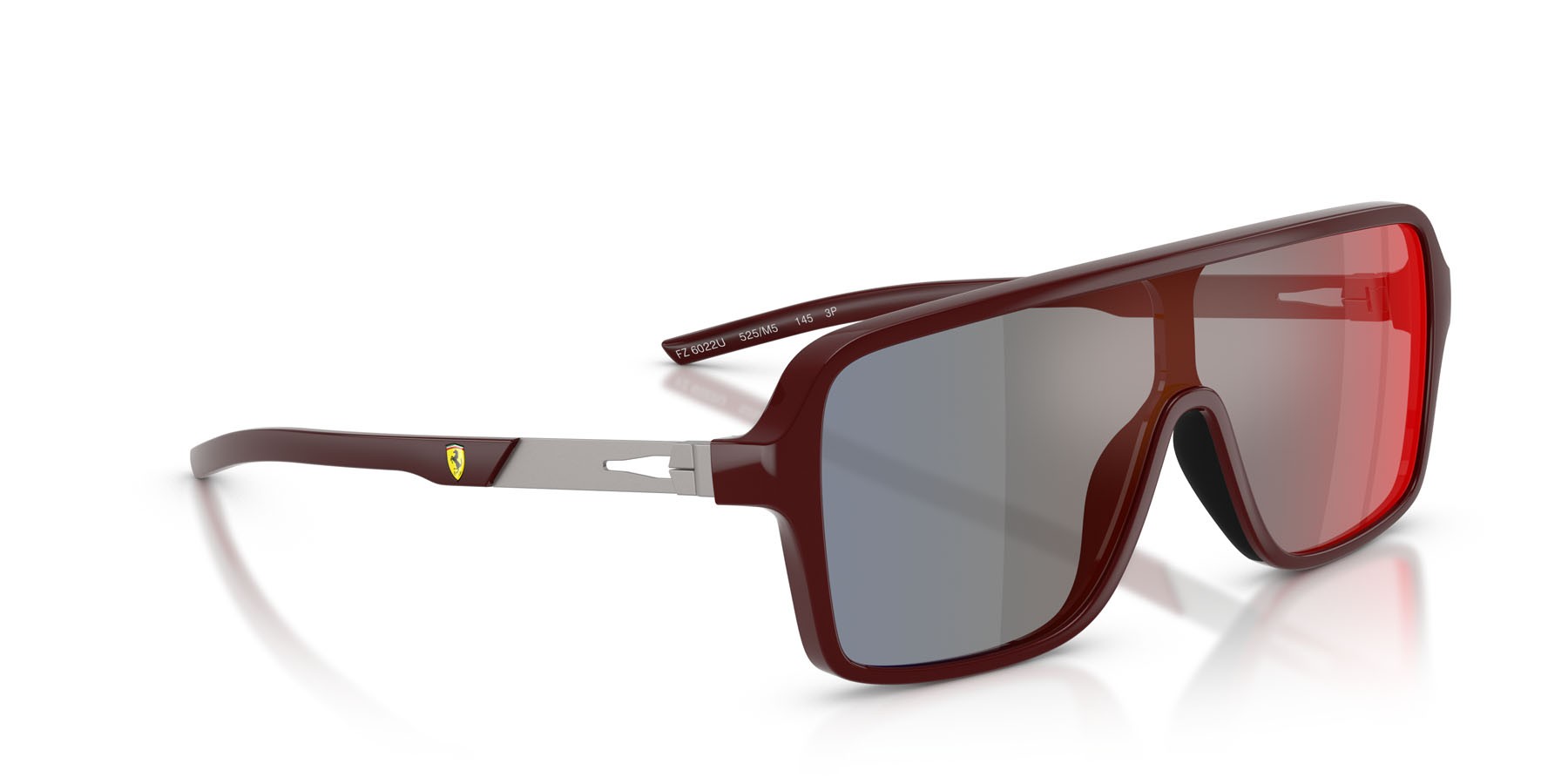 Occhiali da sole Ferrari Scuderia FZ 6022U (525/M5) colore rosso bordeaux lucido forma rettangolare lenti rosso specchiato grigio scuro/giallo