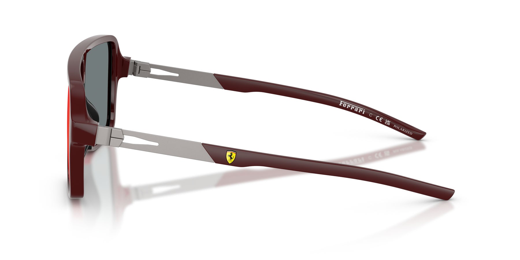 Occhiali da sole Ferrari Scuderia FZ 6022U (525/M5) colore rosso bordeaux lucido forma rettangolare lenti rosso specchiato grigio scuro/giallo