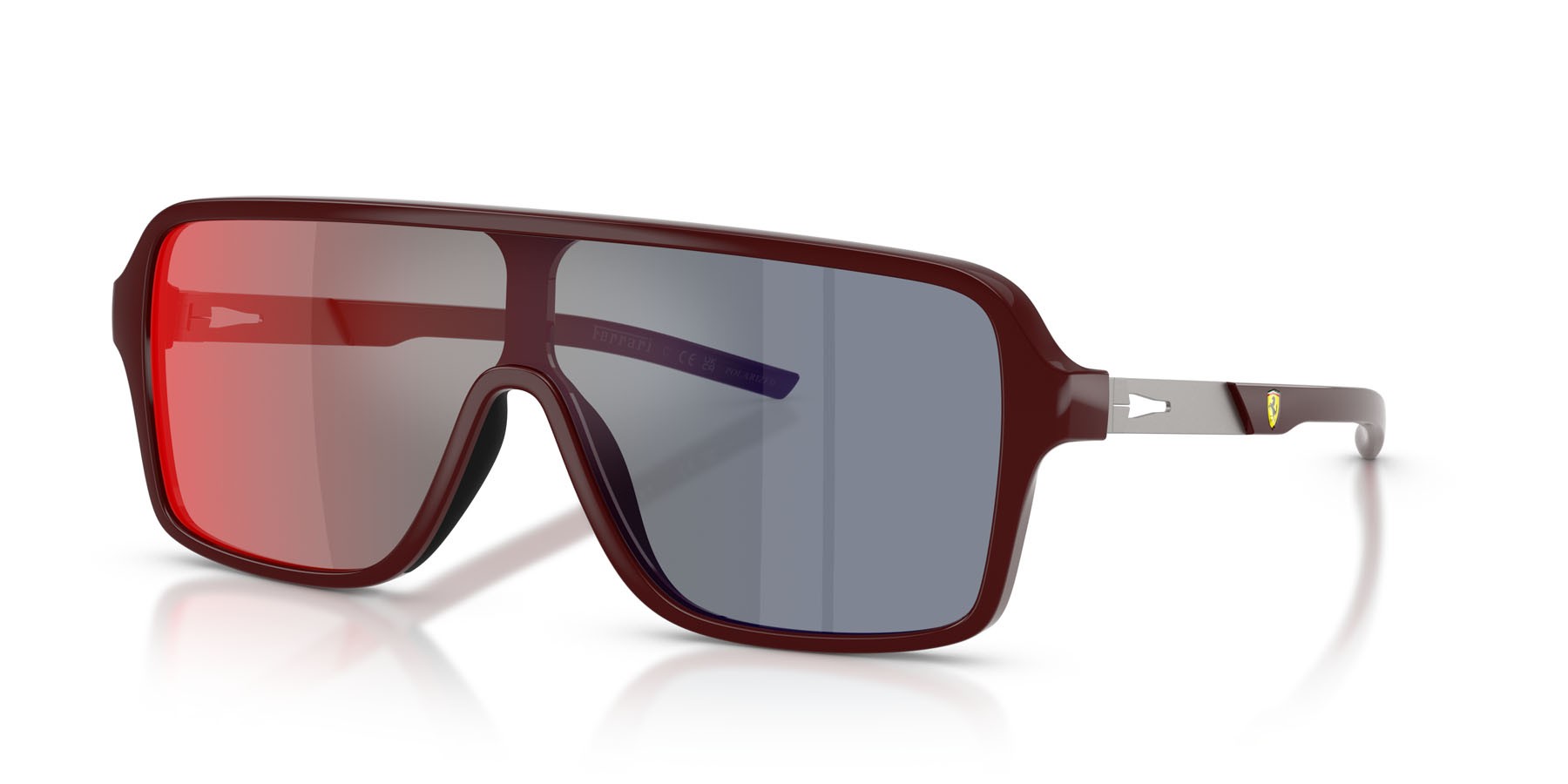 Occhiali da sole Ferrari Scuderia FZ 6022U (525/M5) colore rosso bordeaux lucido forma rettangolare lenti rosso specchiato grigio scuro/giallo