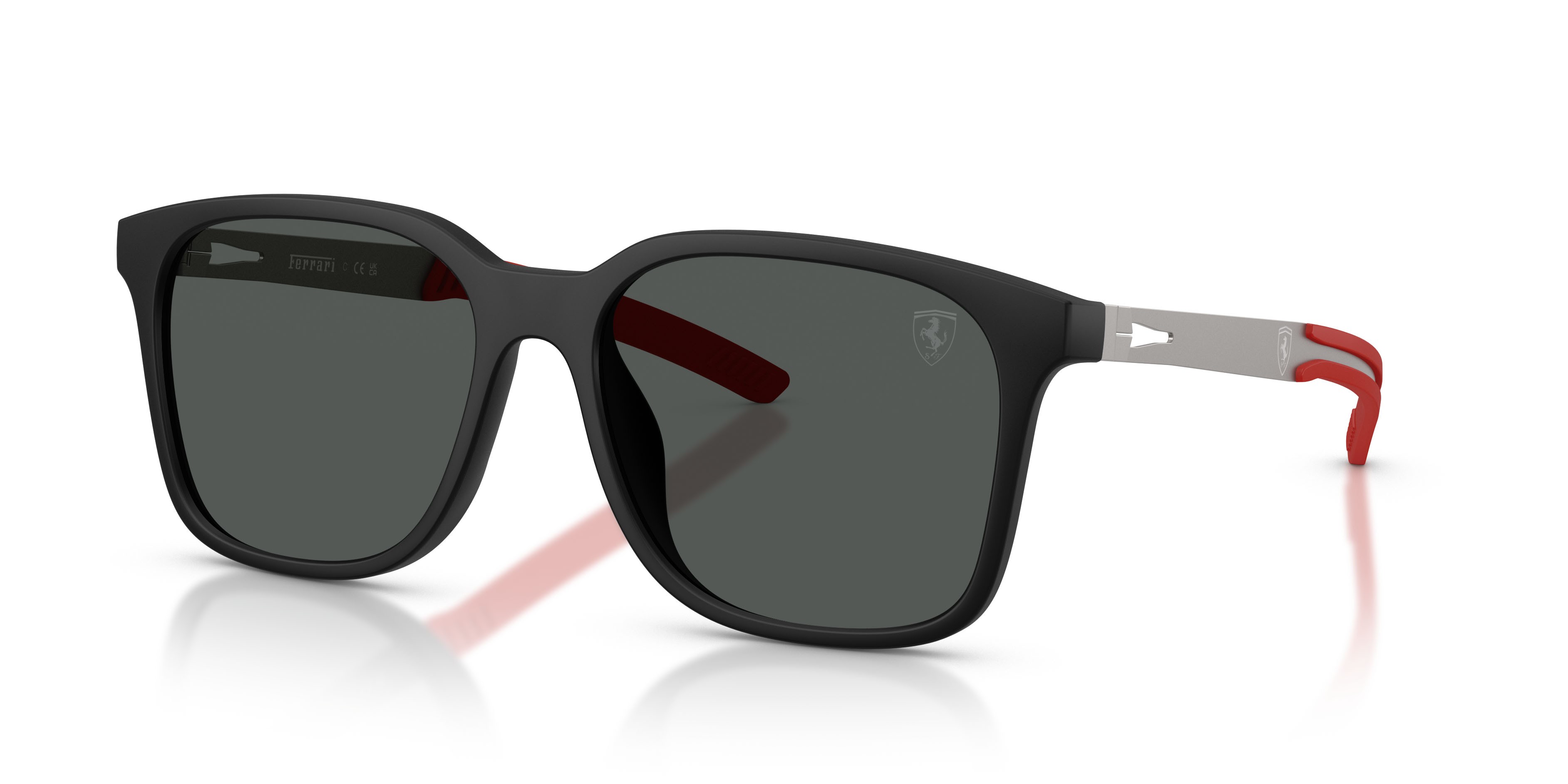 Occhiali da sole Ferrari Scuderia FZ 6025D (504/87) colore nero opaco forma quadrato lenti grigio scuro