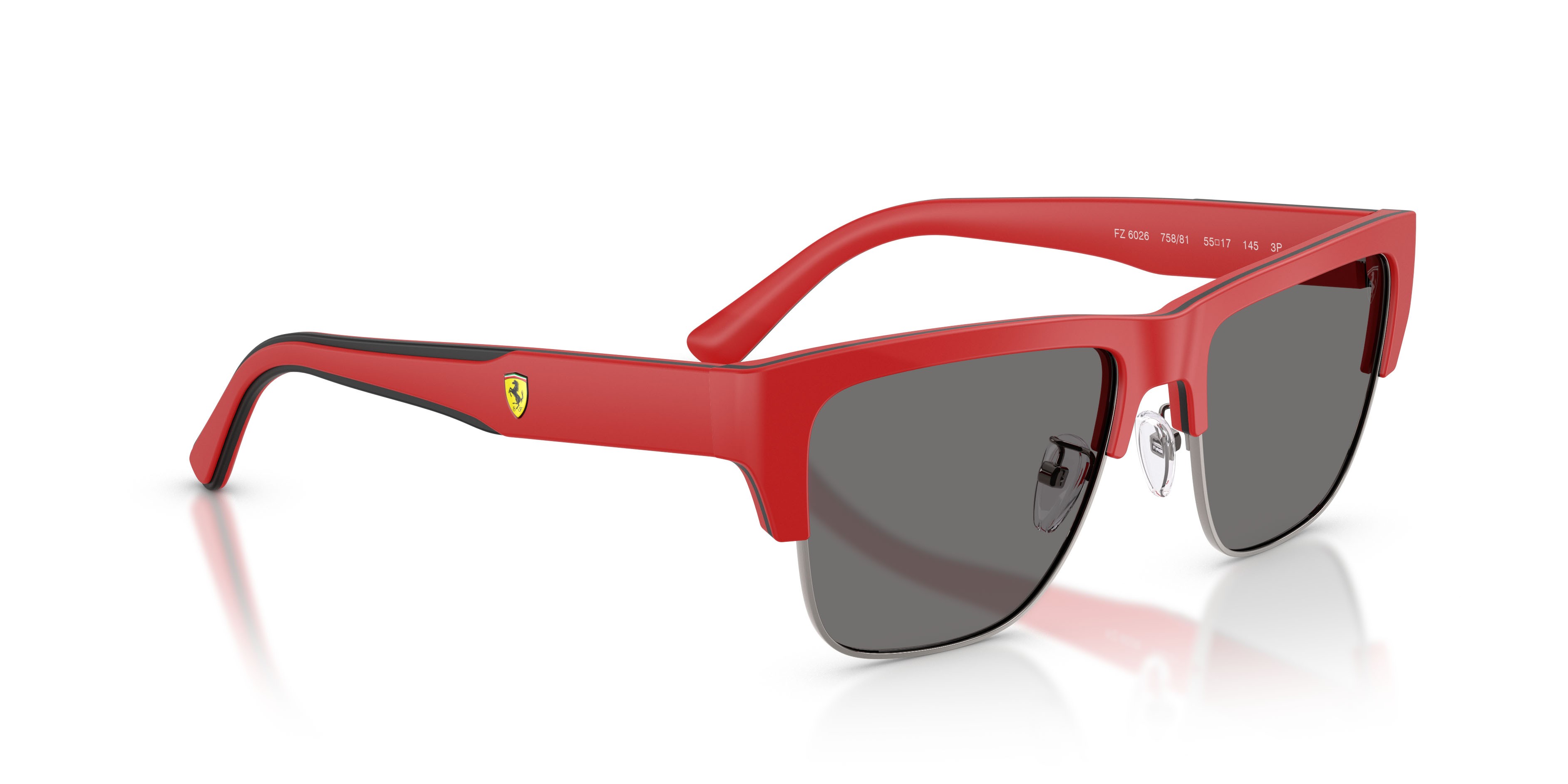 Occhiali da sole Ferrari Scuderia FZ 6026 (758/81) colore rosso/nero forma quadrato lenti polar grigio scuro