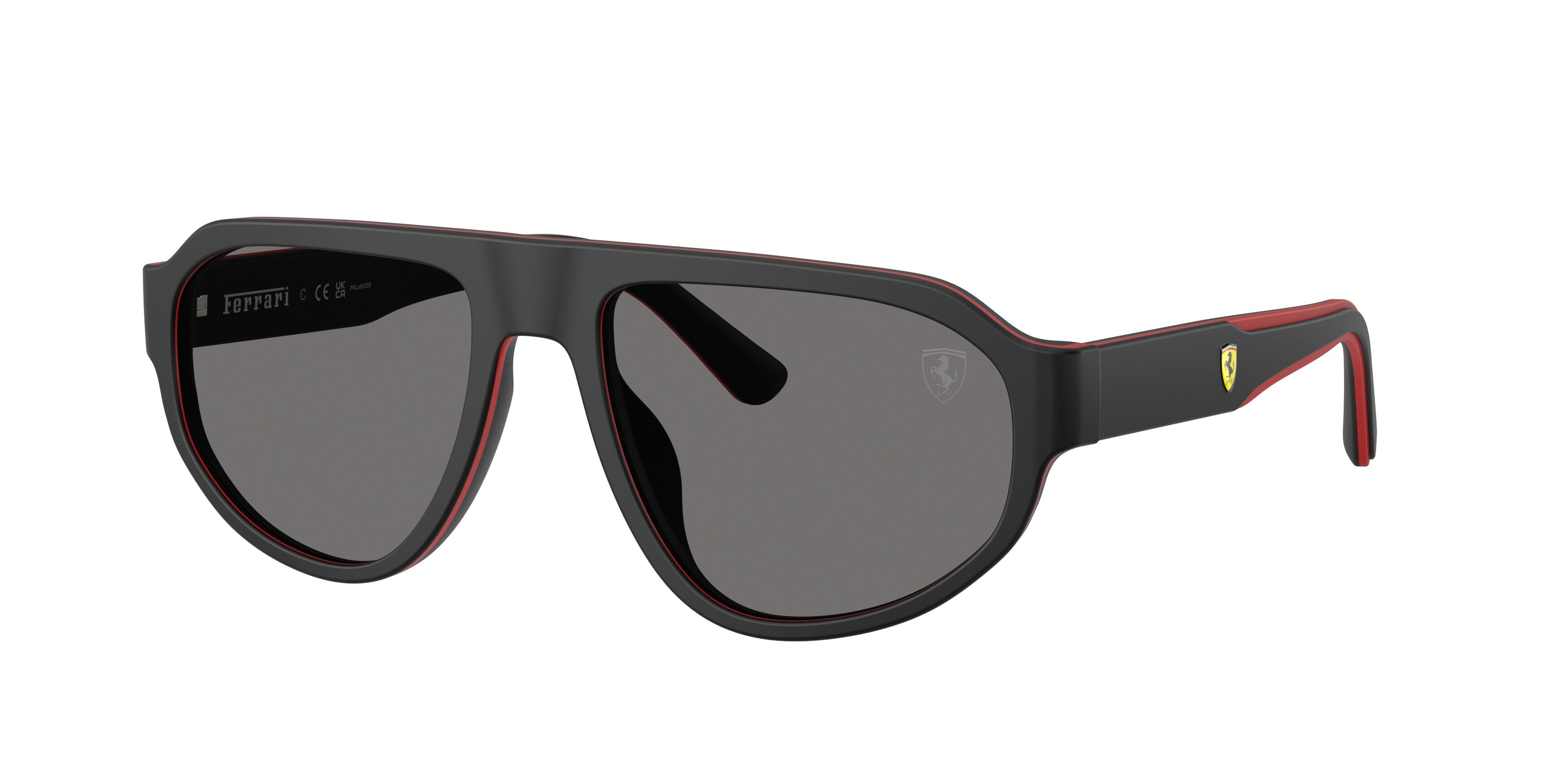 Occhiali da sole Ferrari Scuderia FZ 6027U (757/81) colore nero/rosso forma irregolare lenti polar grigio scuro