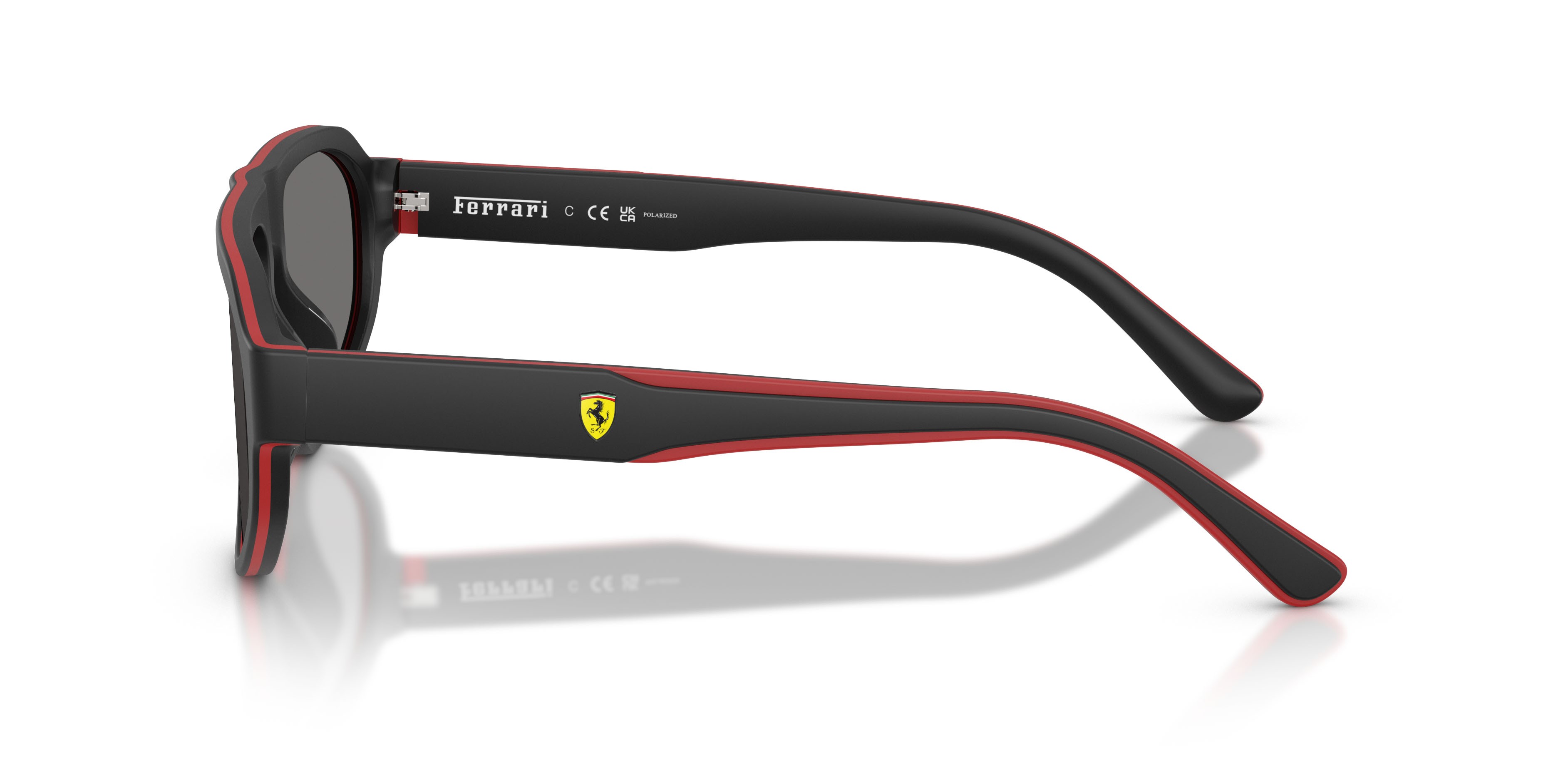 Occhiali da sole Ferrari Scuderia FZ 6027U (757/81) colore nero/rosso forma irregolare lenti polar grigio scuro