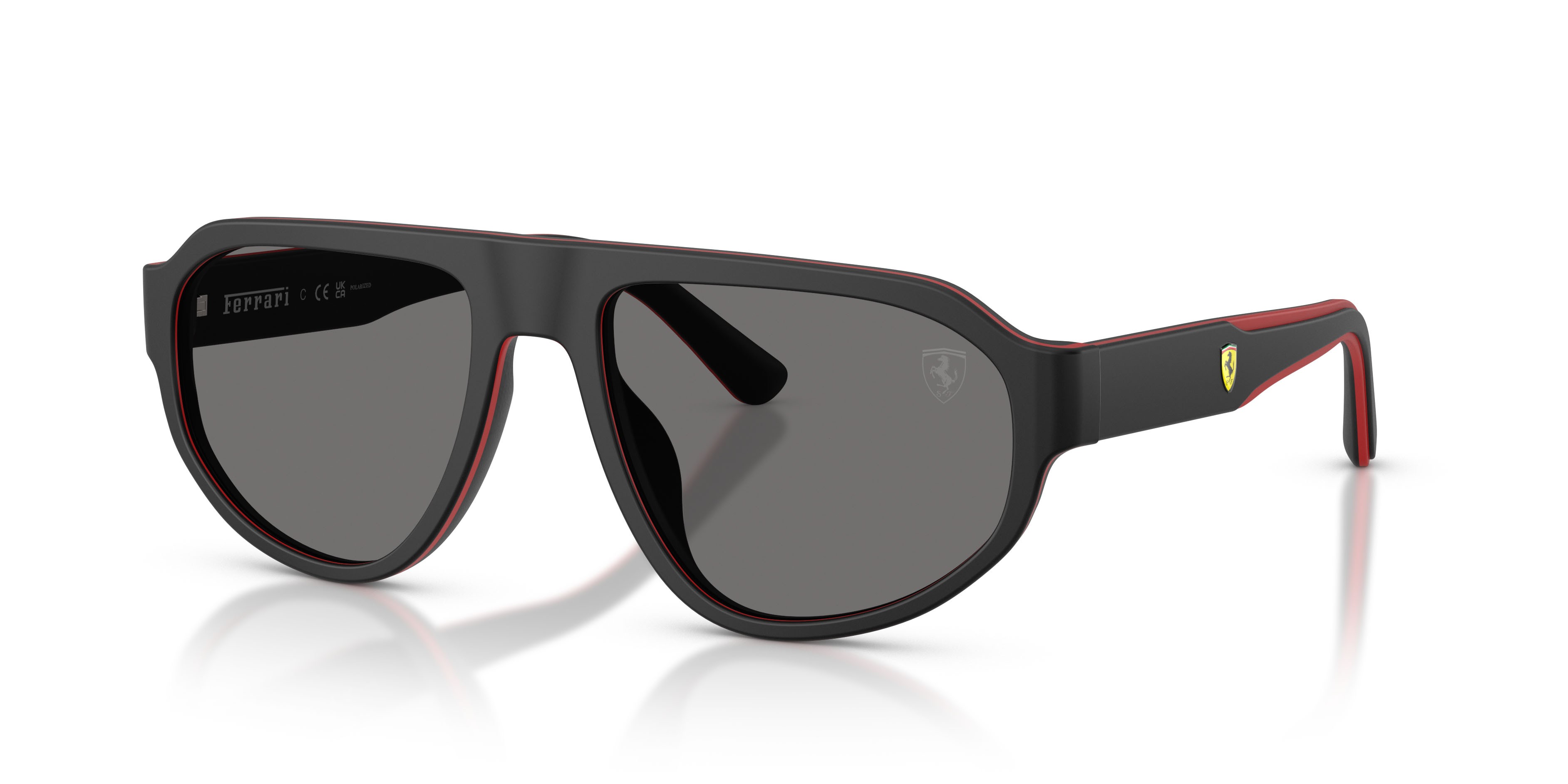 Occhiali da sole Ferrari Scuderia FZ 6027U (757/81) colore nero/rosso forma irregolare lenti polar grigio scuro