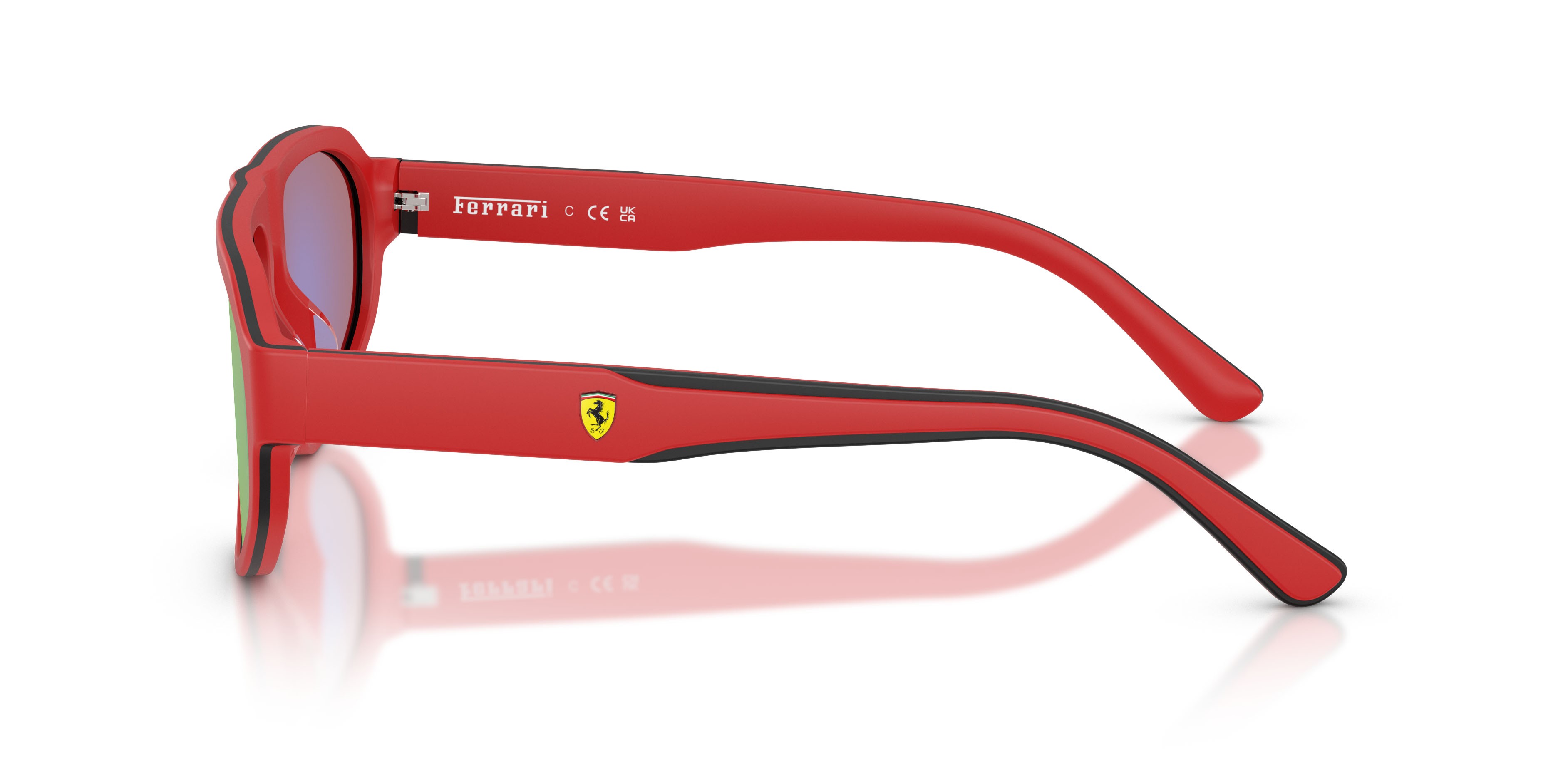 Occhiali da sole Ferrari Scuderia FZ 6027U (758/55) colore rosso/nero forma irregolare lenti blu