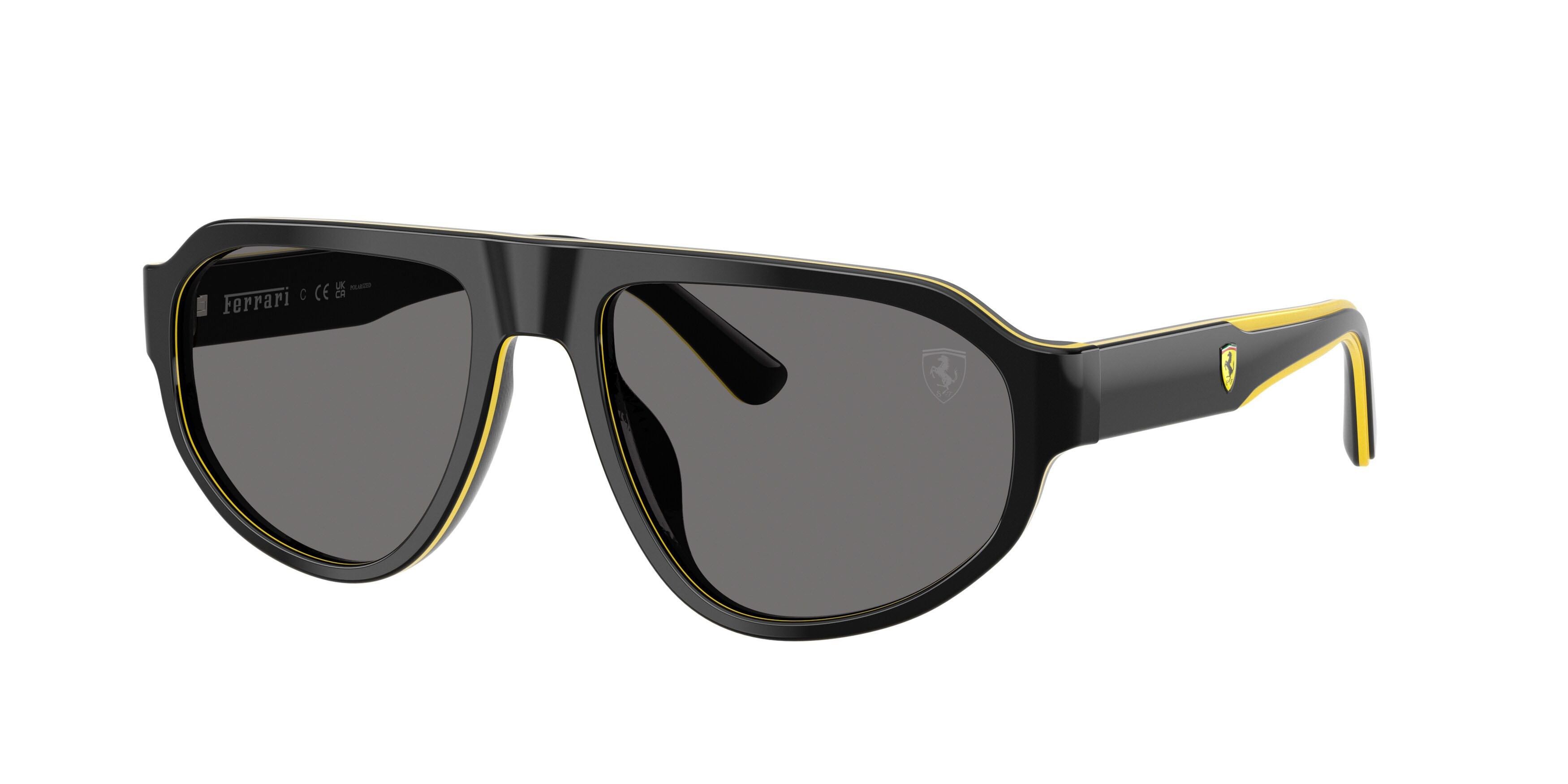 Occhiali da sole Ferrari Scuderia FZ 6027U (759/81) colore nero/giallo forma irregolare lenti polar grigio scuro