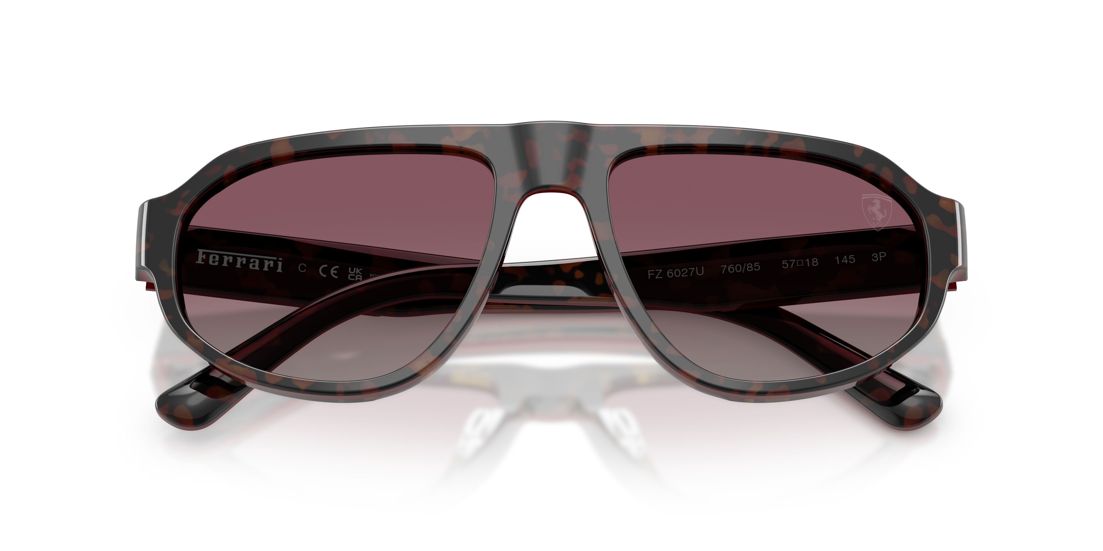 Occhiali da sole Ferrari Scuderia FZ 6027U (760/85) colore havana borgogna forma irregolare lenti rosso