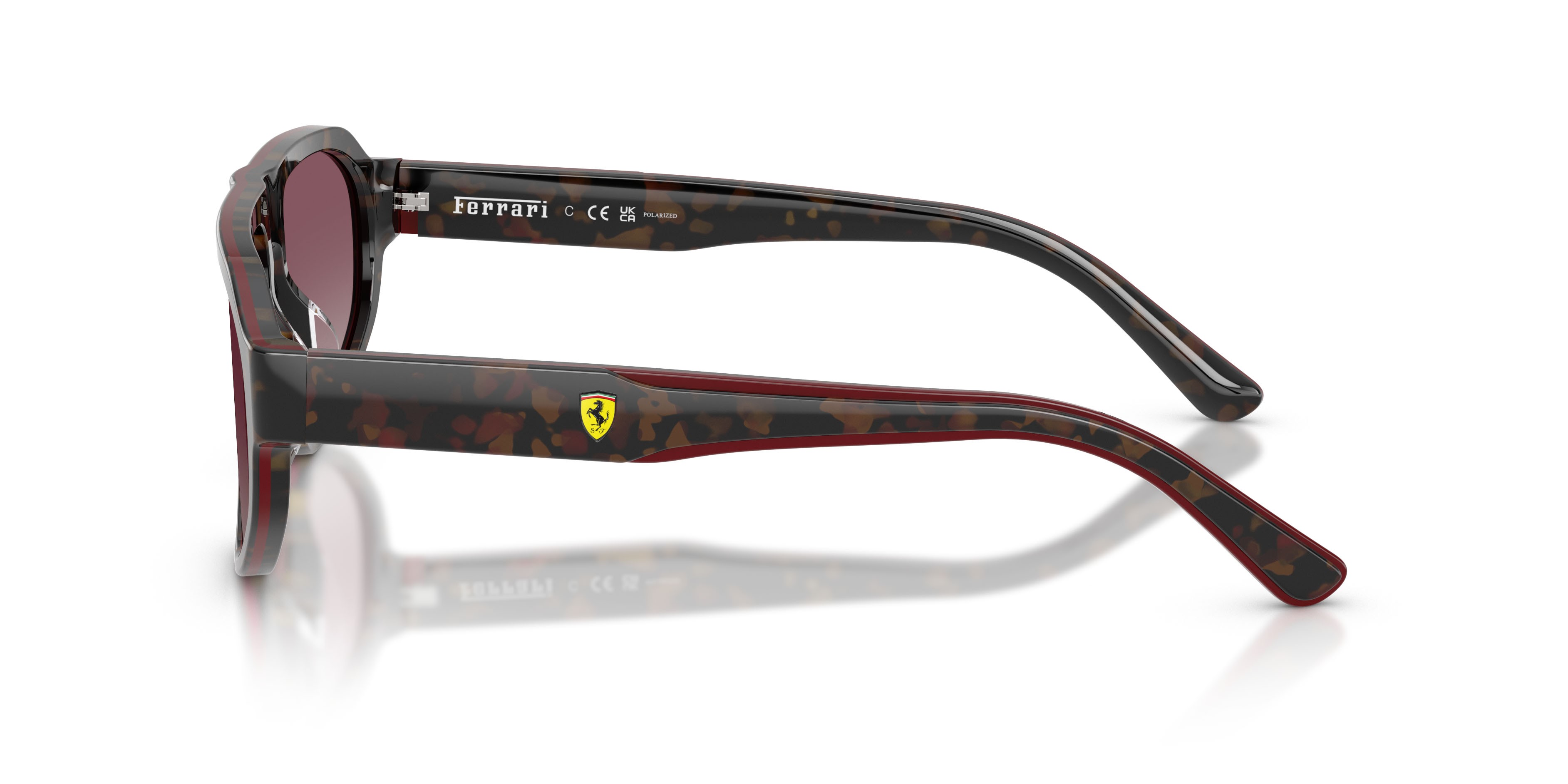 Occhiali da sole Ferrari Scuderia FZ 6027U (760/85) colore havana borgogna forma irregolare lenti rosso