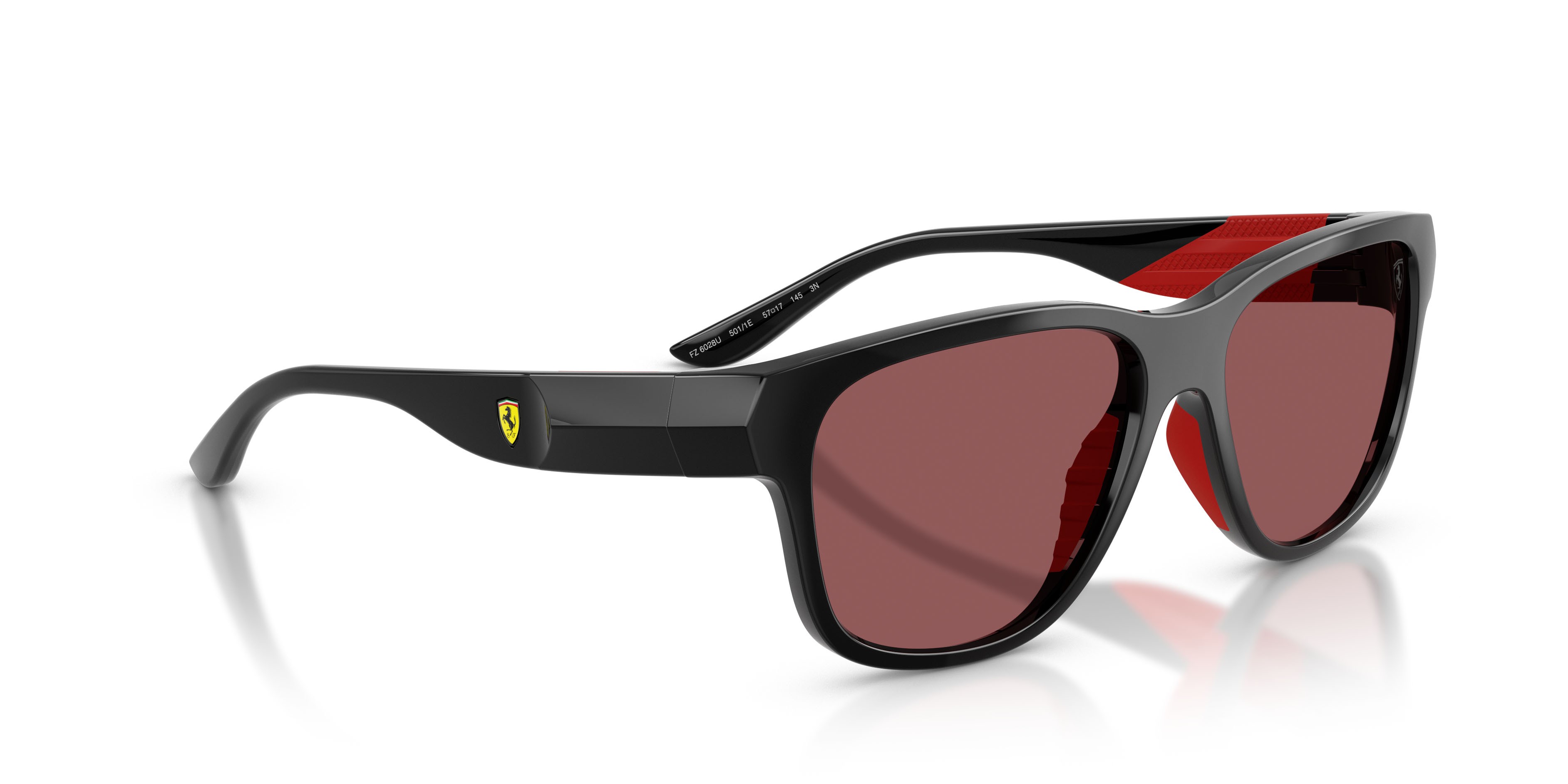 Occhiali da sole Ferrari Scuderia FZ 6028U (501/1E) colore nero lucido forma quadrato lenti red contrast pro