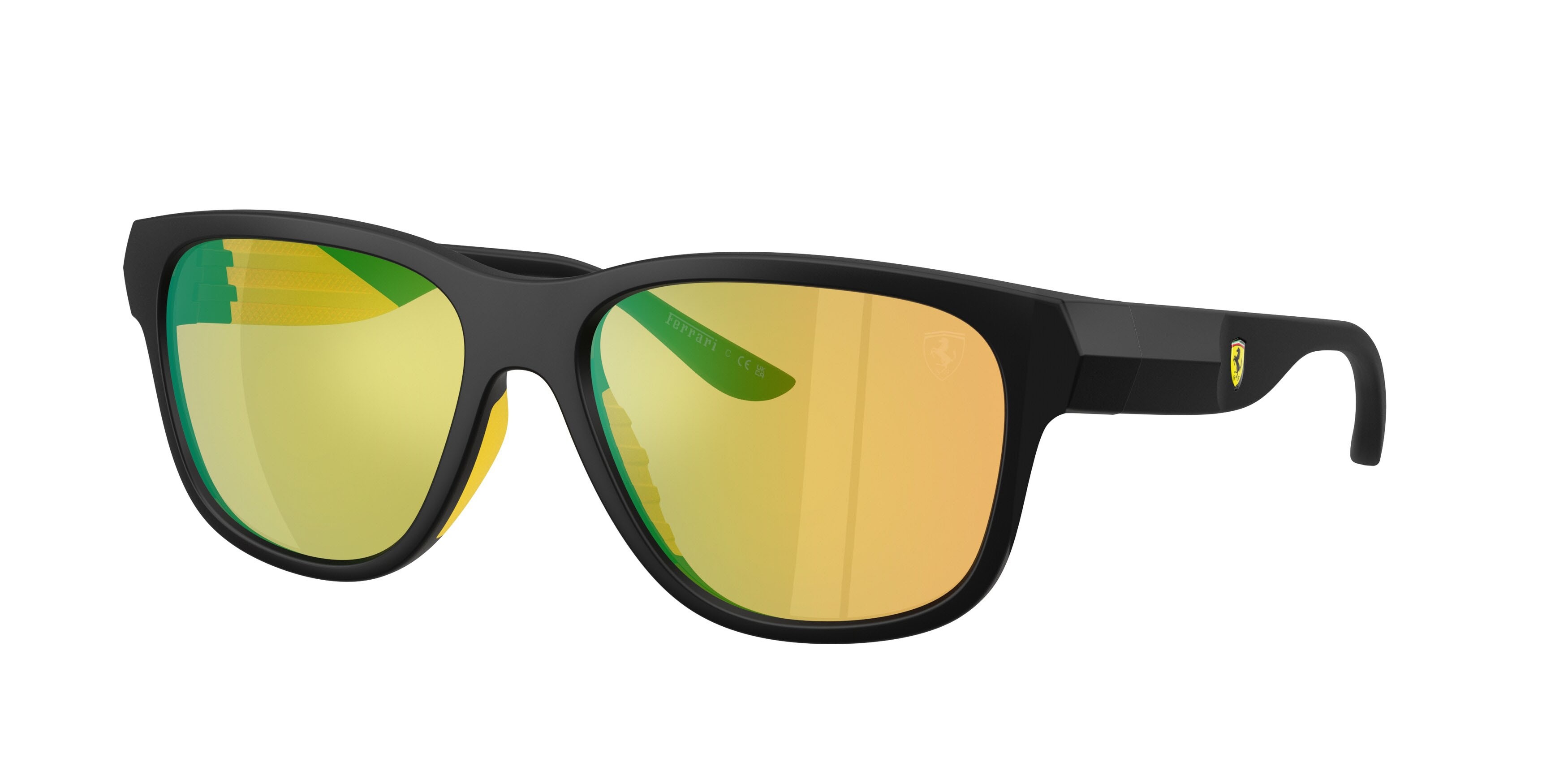 Occhiali da sole Ferrari Scuderia FZ 6028U (504/8N) colore nero opaco forma quadrato lenti giallo