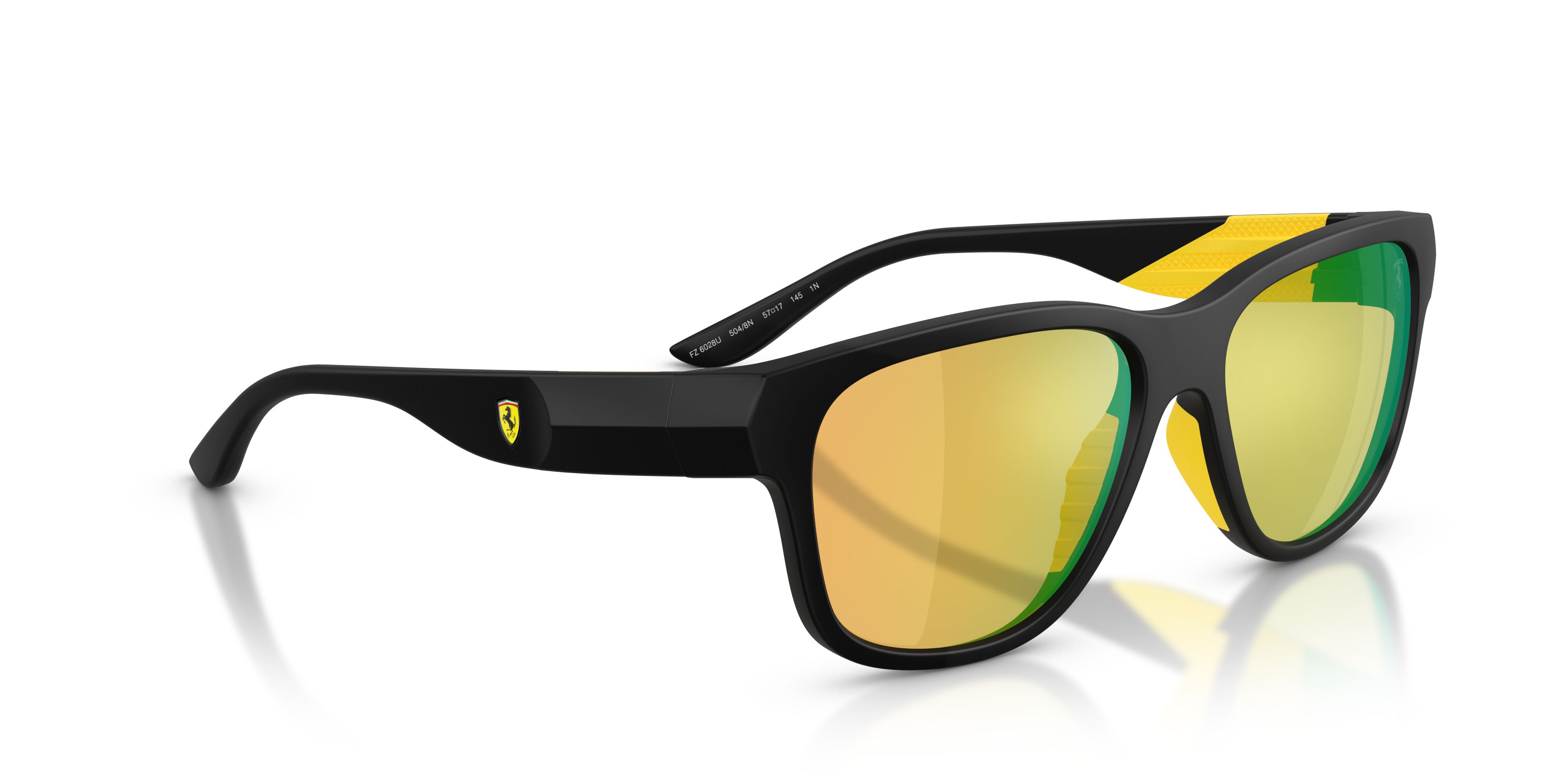 Occhiali da sole Ferrari Scuderia FZ 6028U (504/8N) colore nero opaco forma quadrato lenti giallo