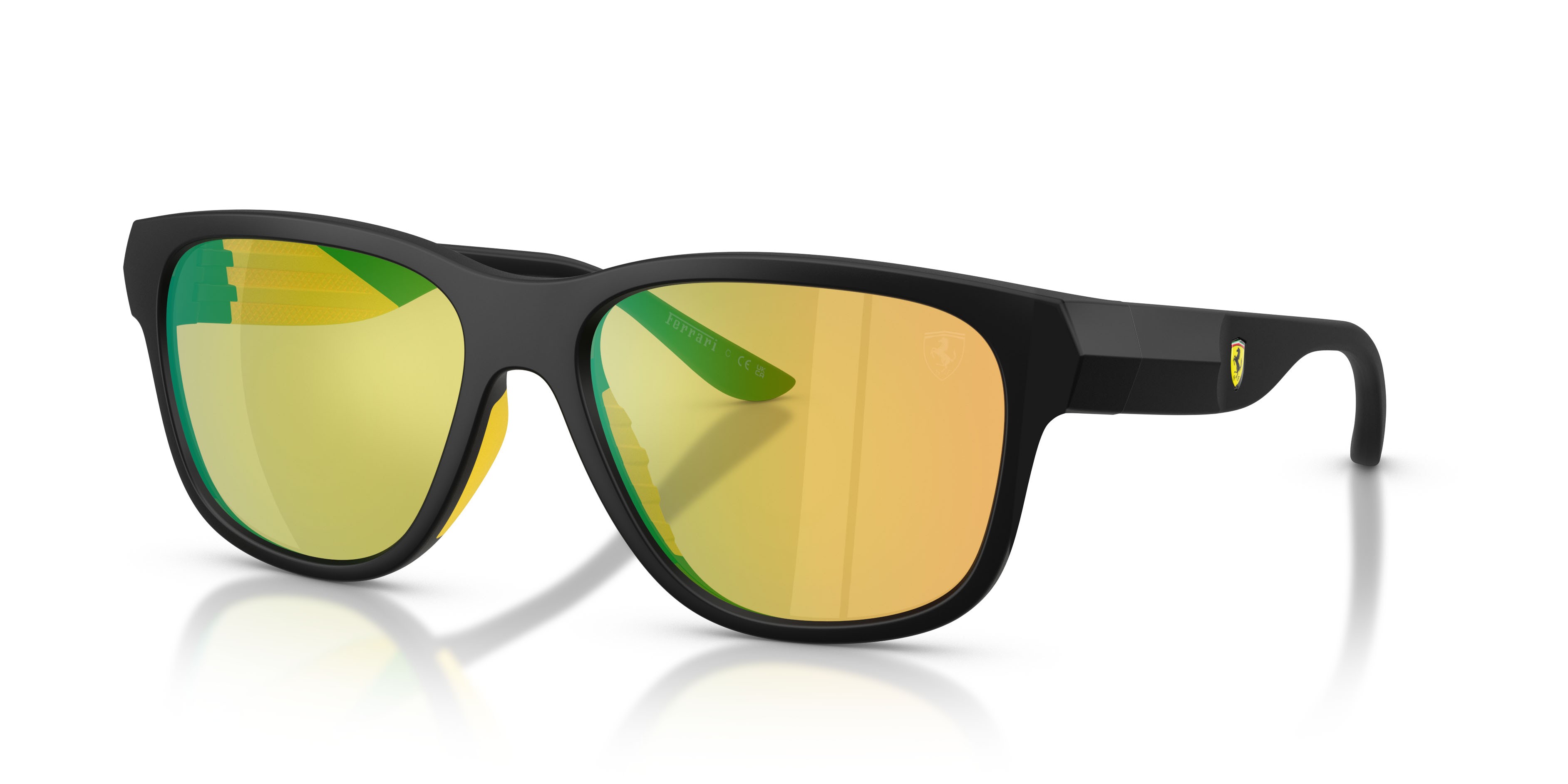 Occhiali da sole Ferrari Scuderia FZ 6028U (504/8N) colore nero opaco forma quadrato lenti giallo