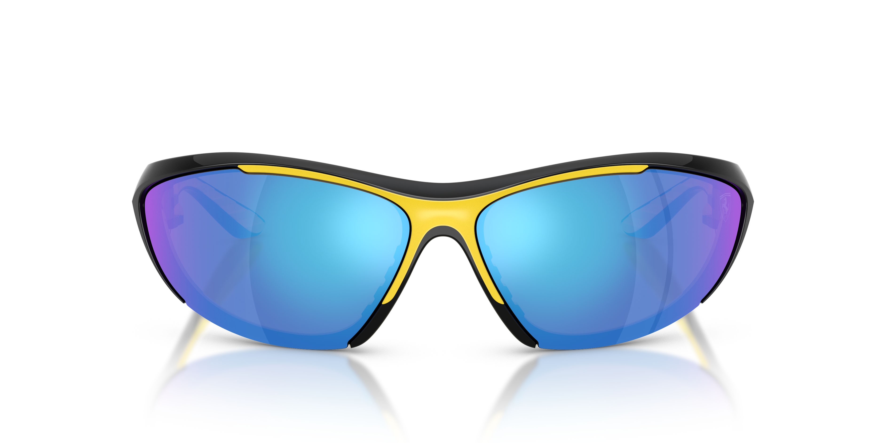 Occhiali da sole Ferrari Scuderia FZ 6029U (501/55) colore nero lucido forma cat eye lenti blu a specchio