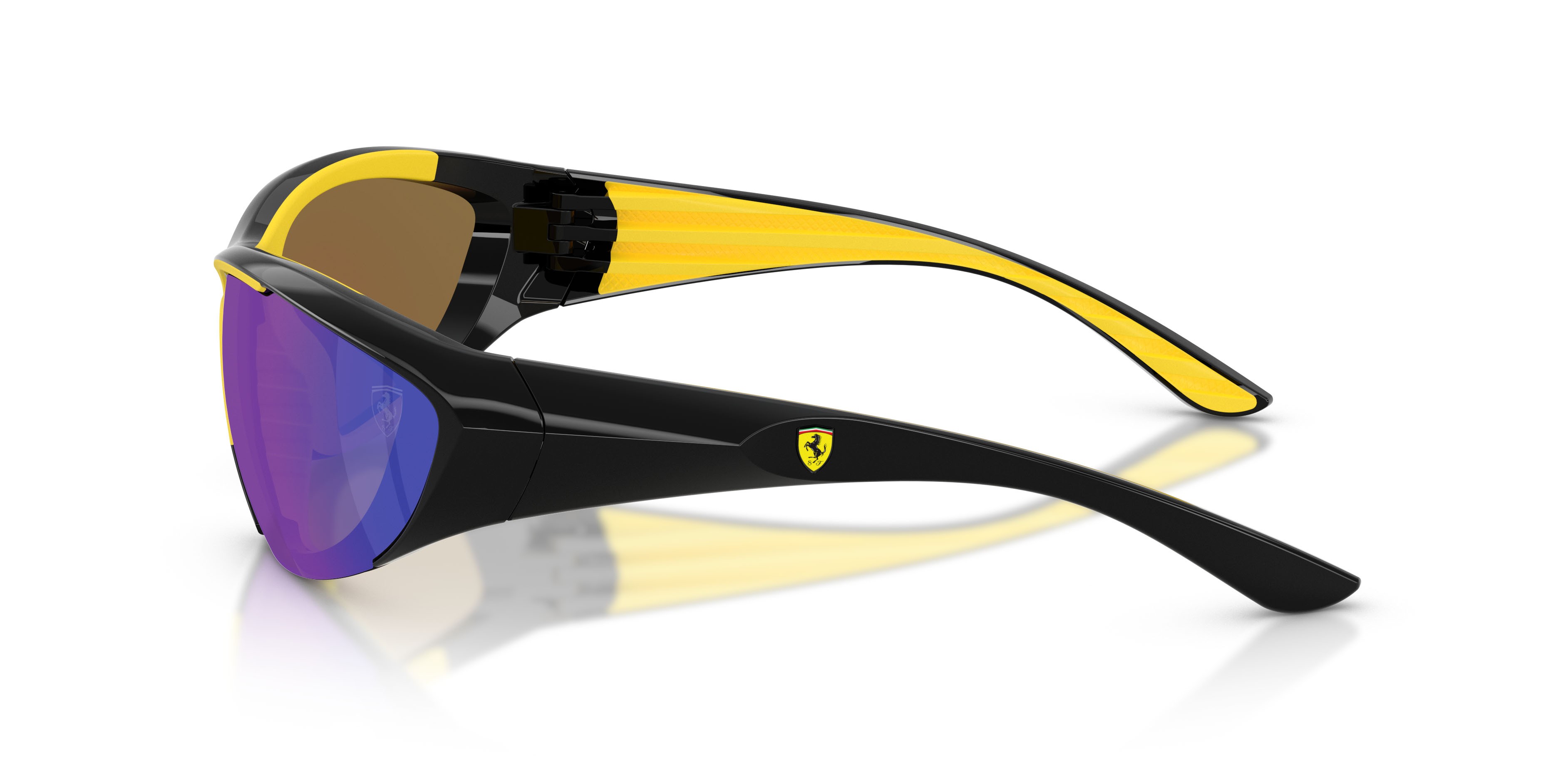 Occhiali da sole Ferrari Scuderia FZ 6029U (501/55) colore nero lucido forma cat eye lenti blu a specchio