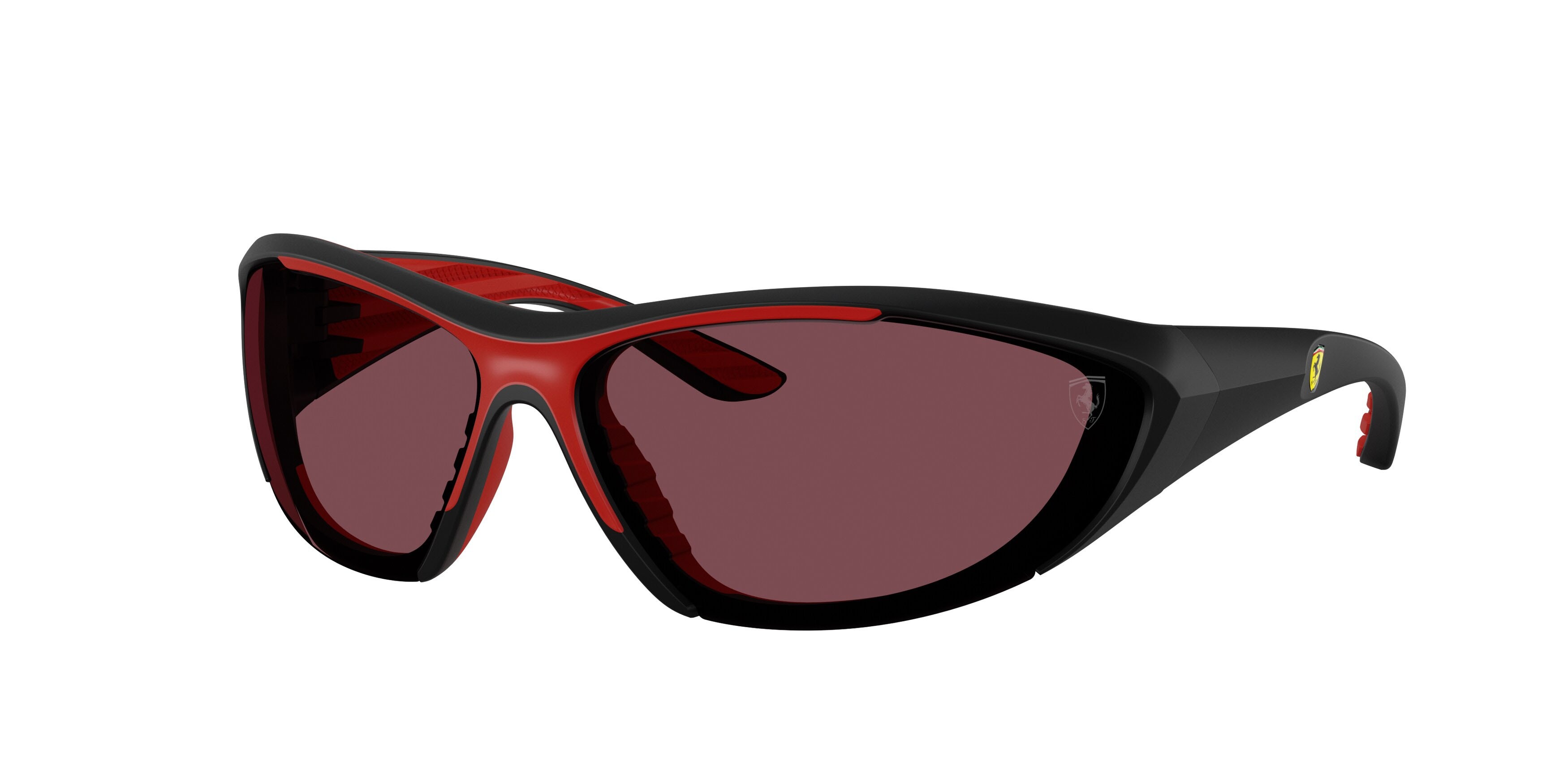Occhiali da sole Ferrari Scuderia FZ 6029U (504/1E) colore nero opaco forma cat eye lenti red contrast pro