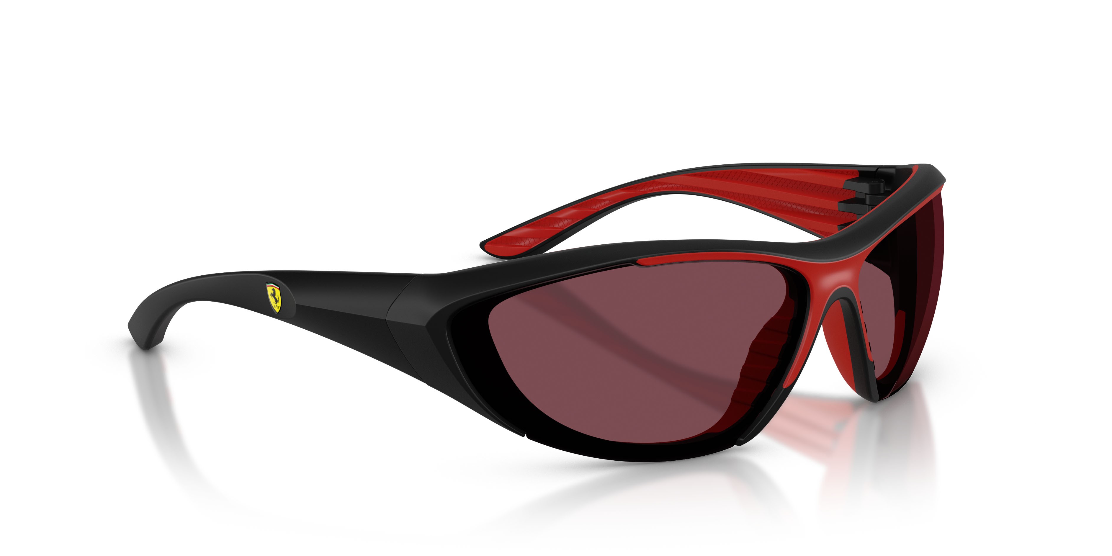 Occhiali da sole Ferrari Scuderia FZ 6029U (504/1E) colore nero opaco forma cat eye lenti red contrast pro