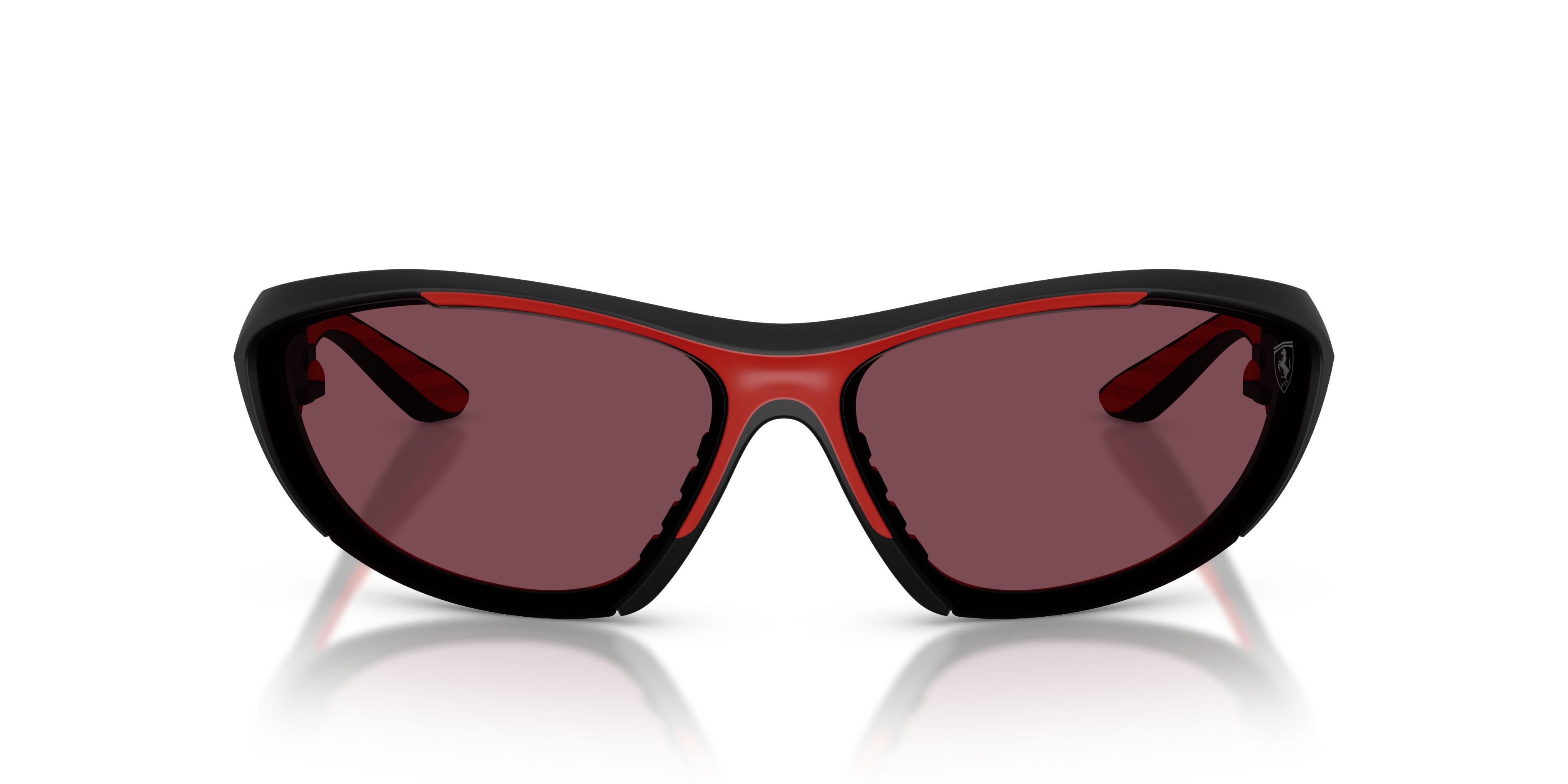 Occhiali da sole Ferrari Scuderia FZ 6029U (504/1E) colore nero opaco forma cat eye lenti red contrast pro