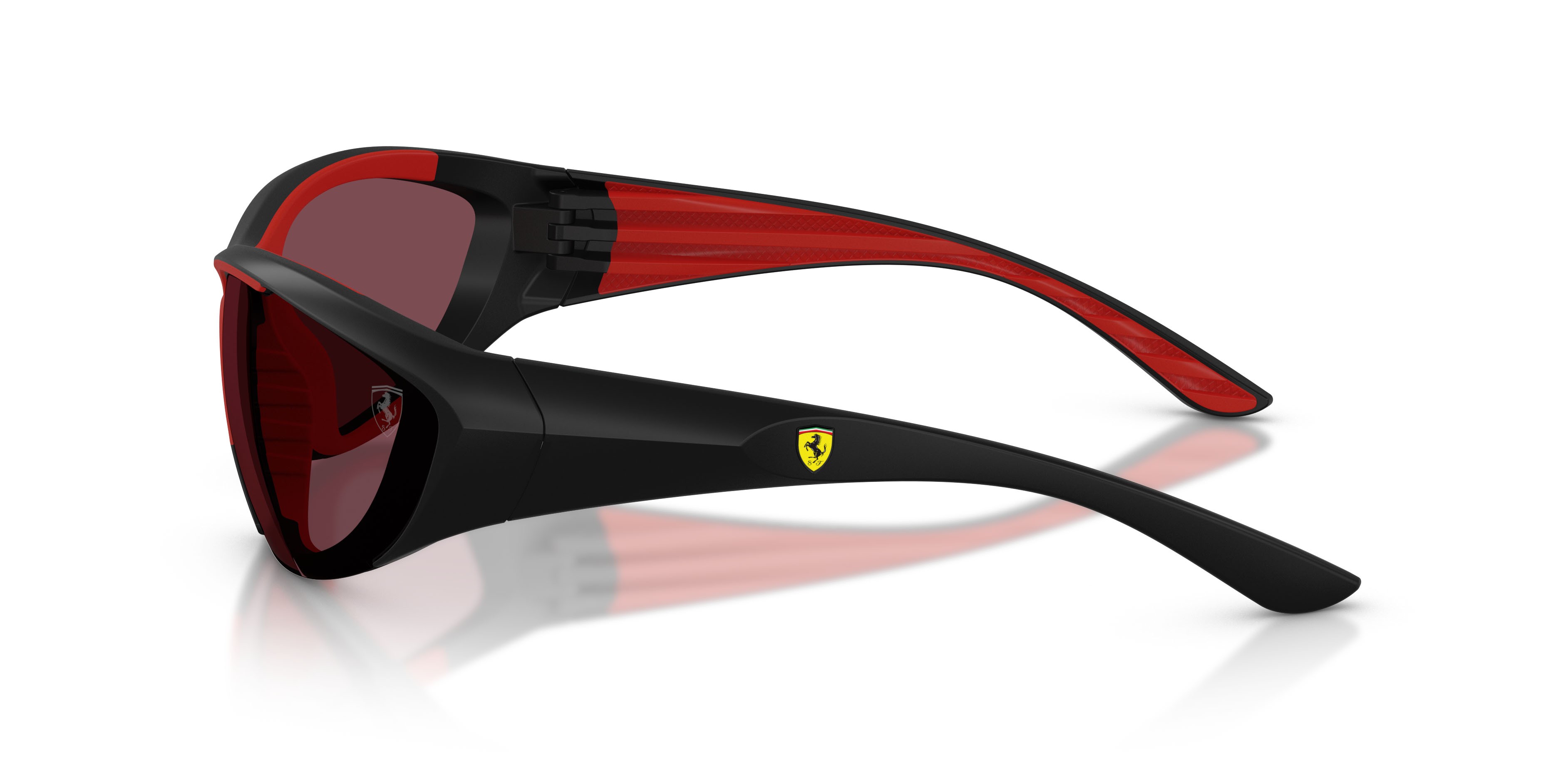 Occhiali da sole Ferrari Scuderia FZ 6029U (504/1E) colore nero opaco forma cat eye lenti red contrast pro